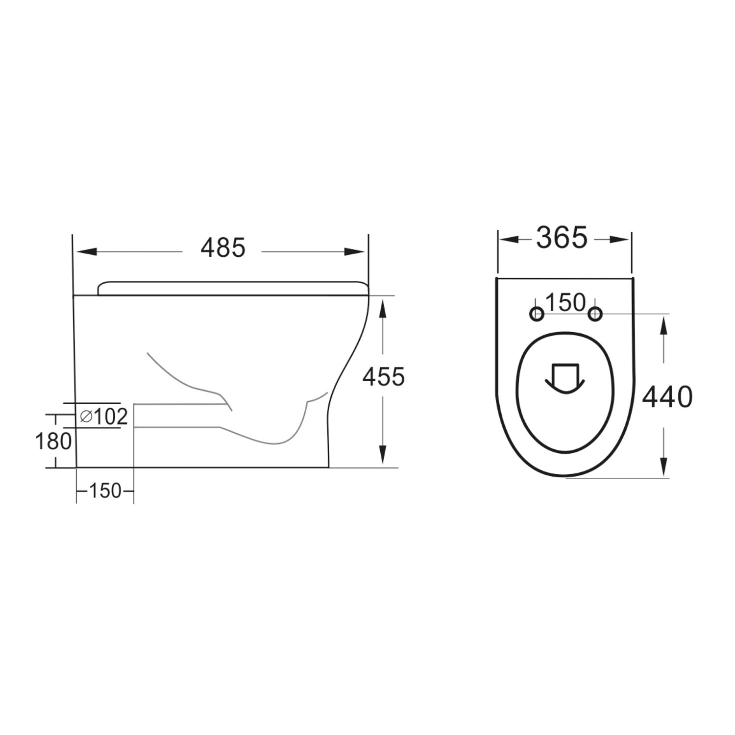 Deia Comfort Height Rimless Back to Wall Scudo WC Toilet with Soft Close Toilet Seat Option