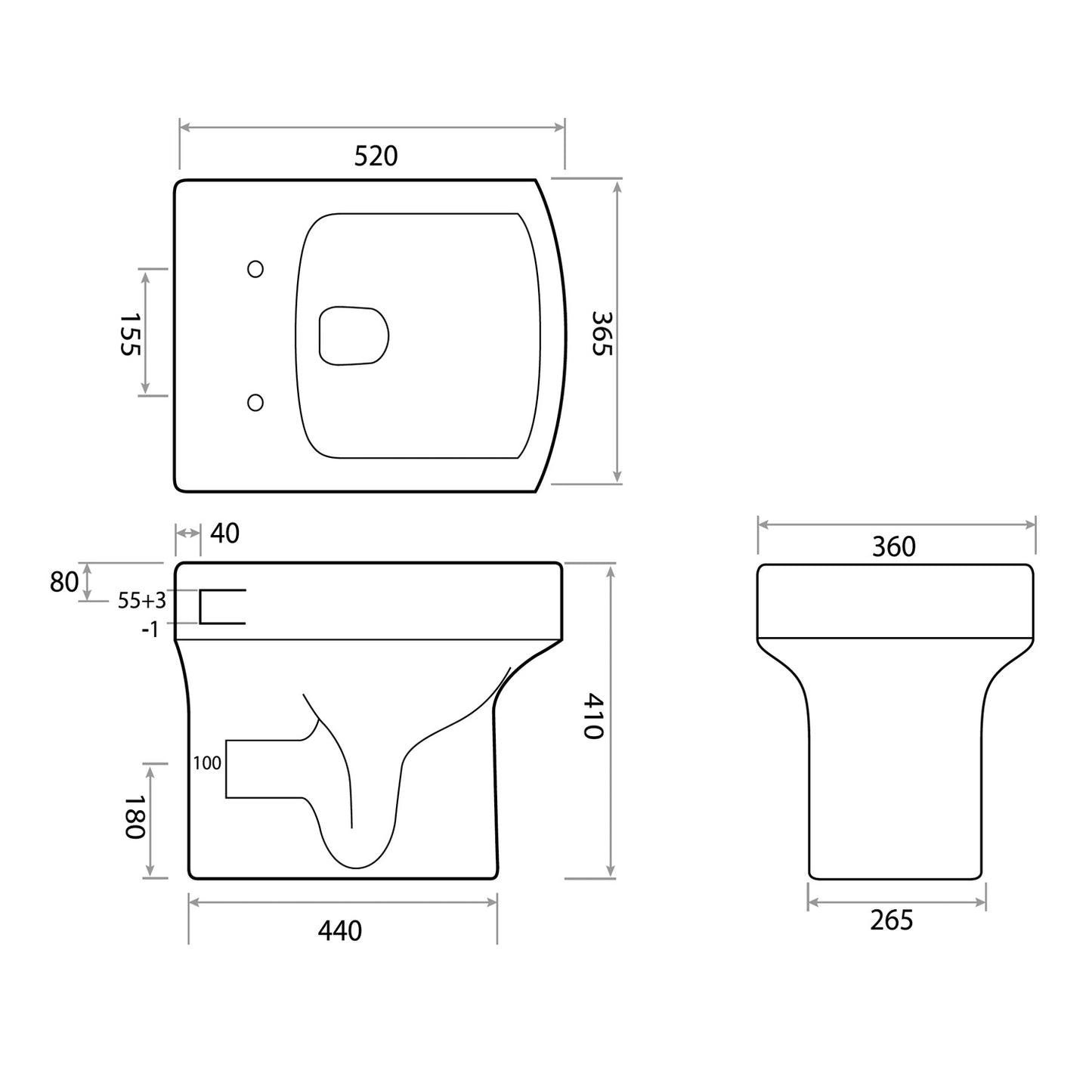 Denza Back to Wall Scudo WC Toilet with Soft Close Toilet Seat Option