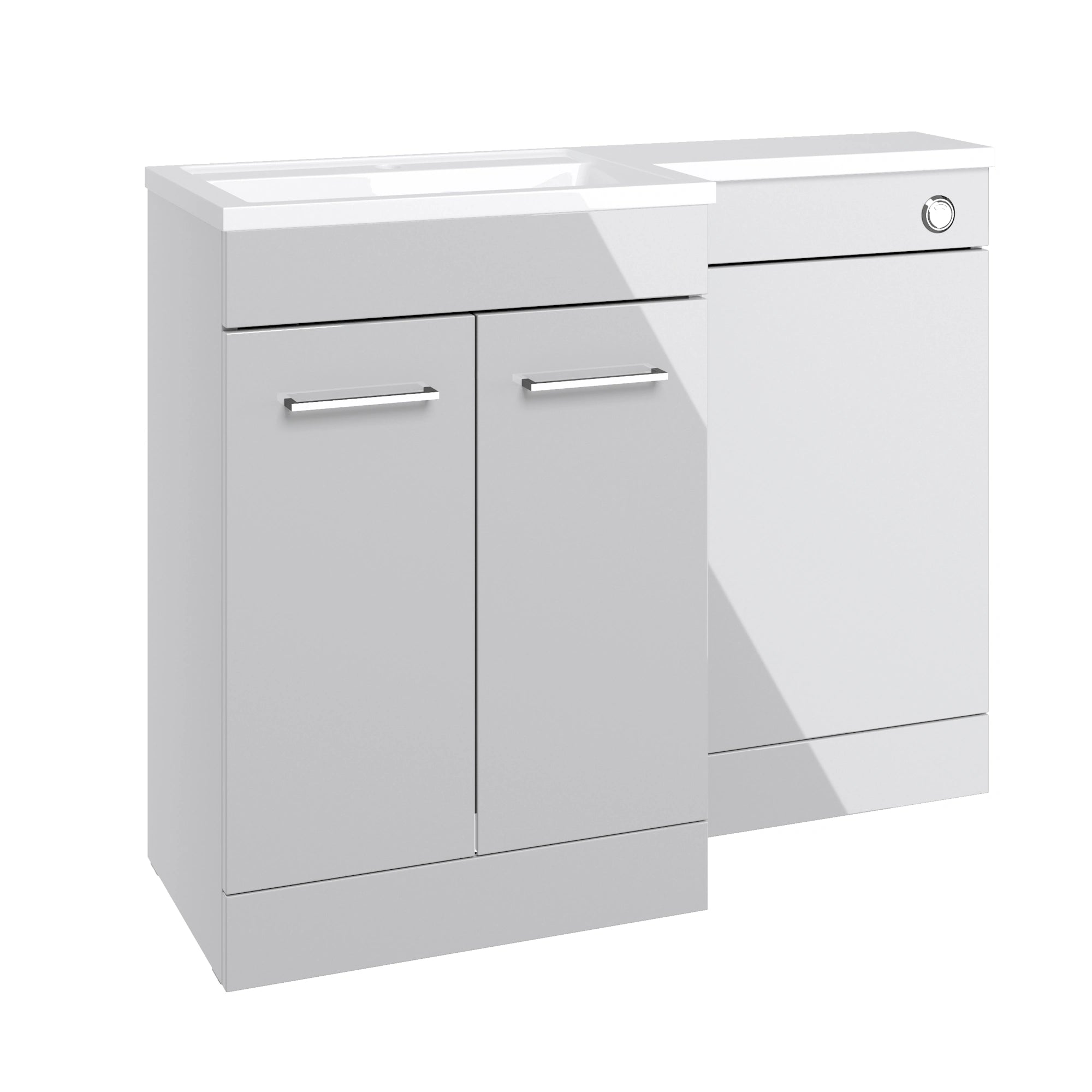 Ginosa L Shape Basin Sink Vanity Unit & WC Unit Furniture Set