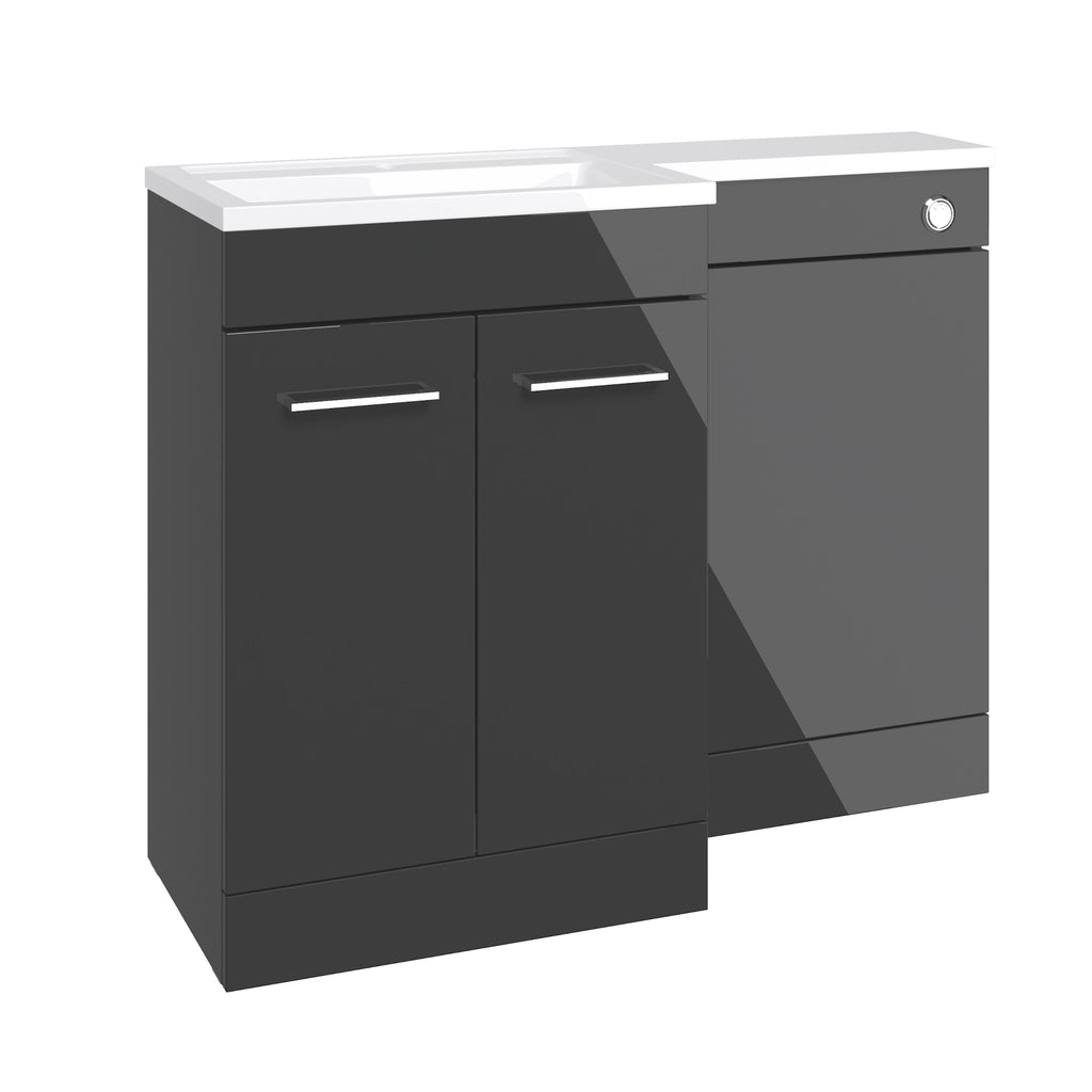 Ginosa L Shape Basin Sink Vanity Unit & WC Unit Furniture Set