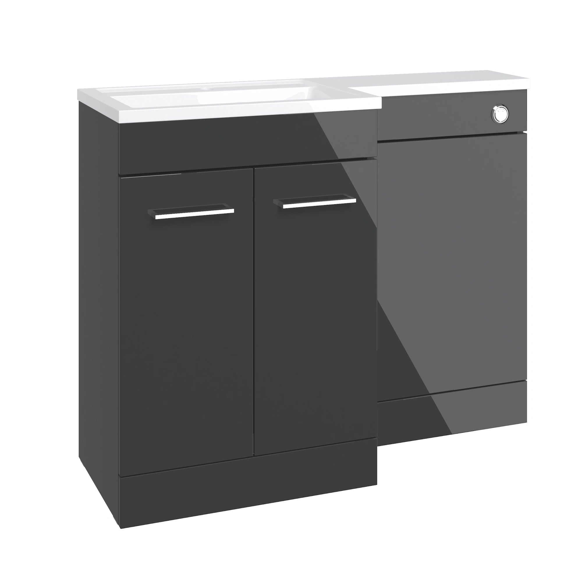 Ginosa L Shape Basin Sink Vanity Unit & WC Unit Furniture Set