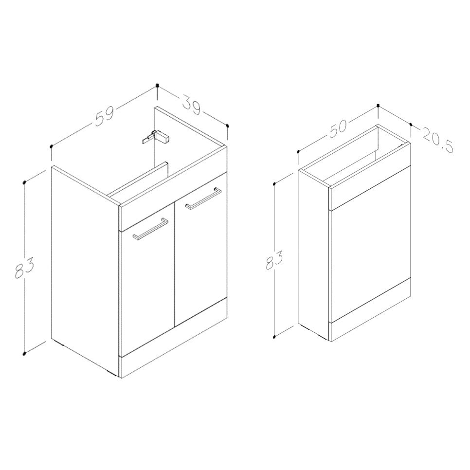 Ginosa L Shape Basin Sink Vanity Unit & WC Unit Furniture Set