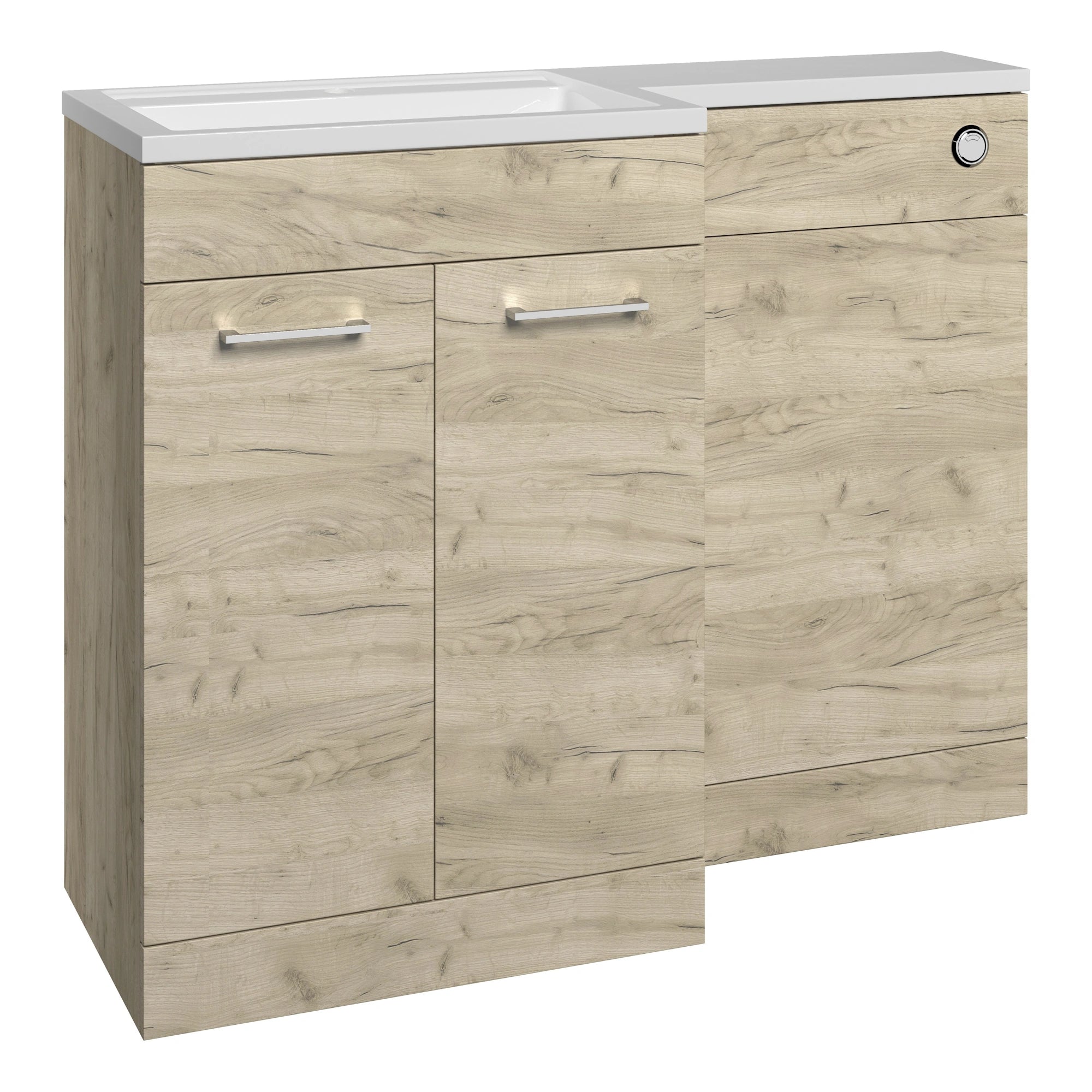 Ginosa L Shape Basin Sink Vanity Unit & WC Unit Furniture Set