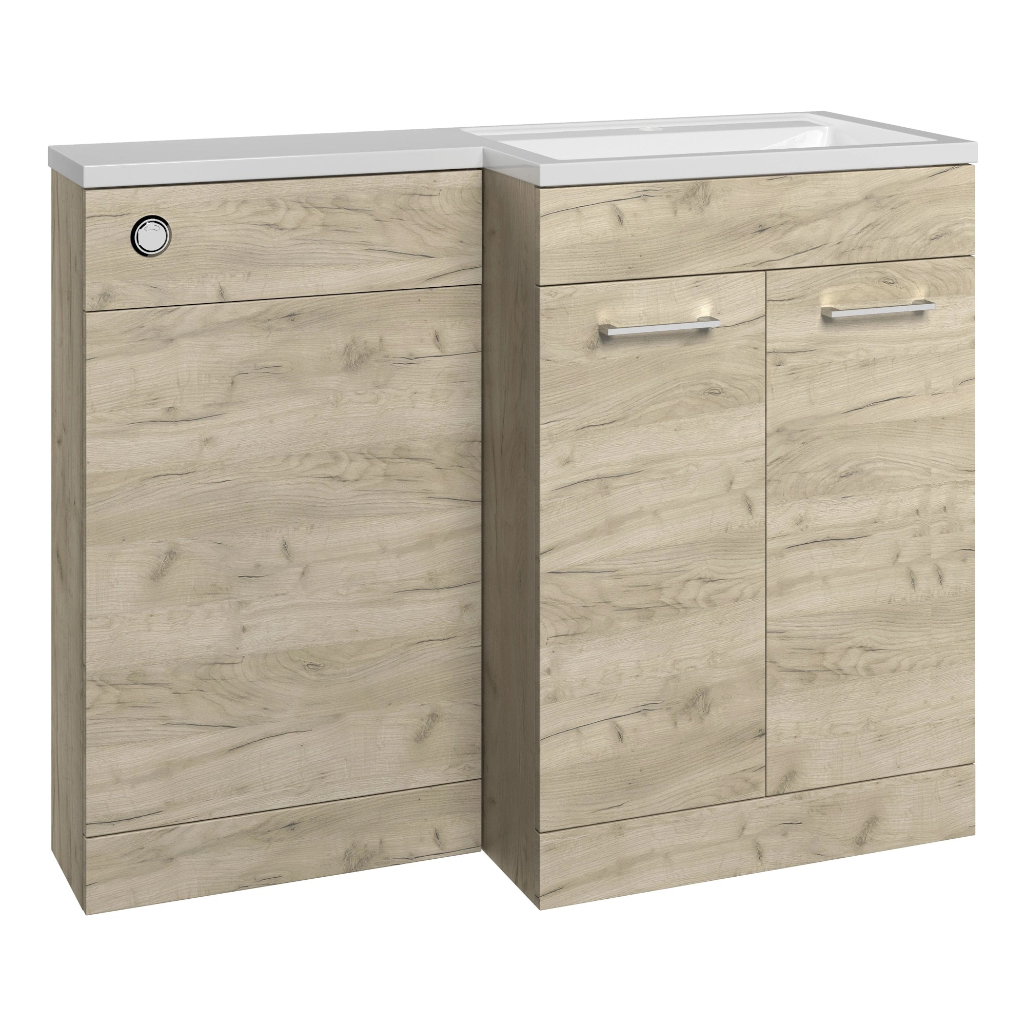 Ginosa L Shape Basin Sink Vanity Unit & WC Unit Furniture Set