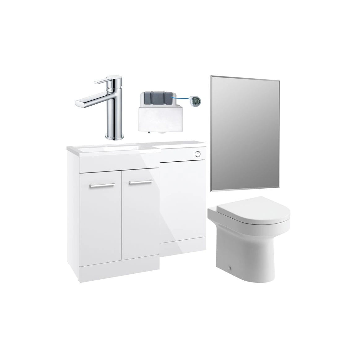 Ginosa Floor Standing Basin Vanity WC Unit and Back to Wall Toilet Bathroom Suite