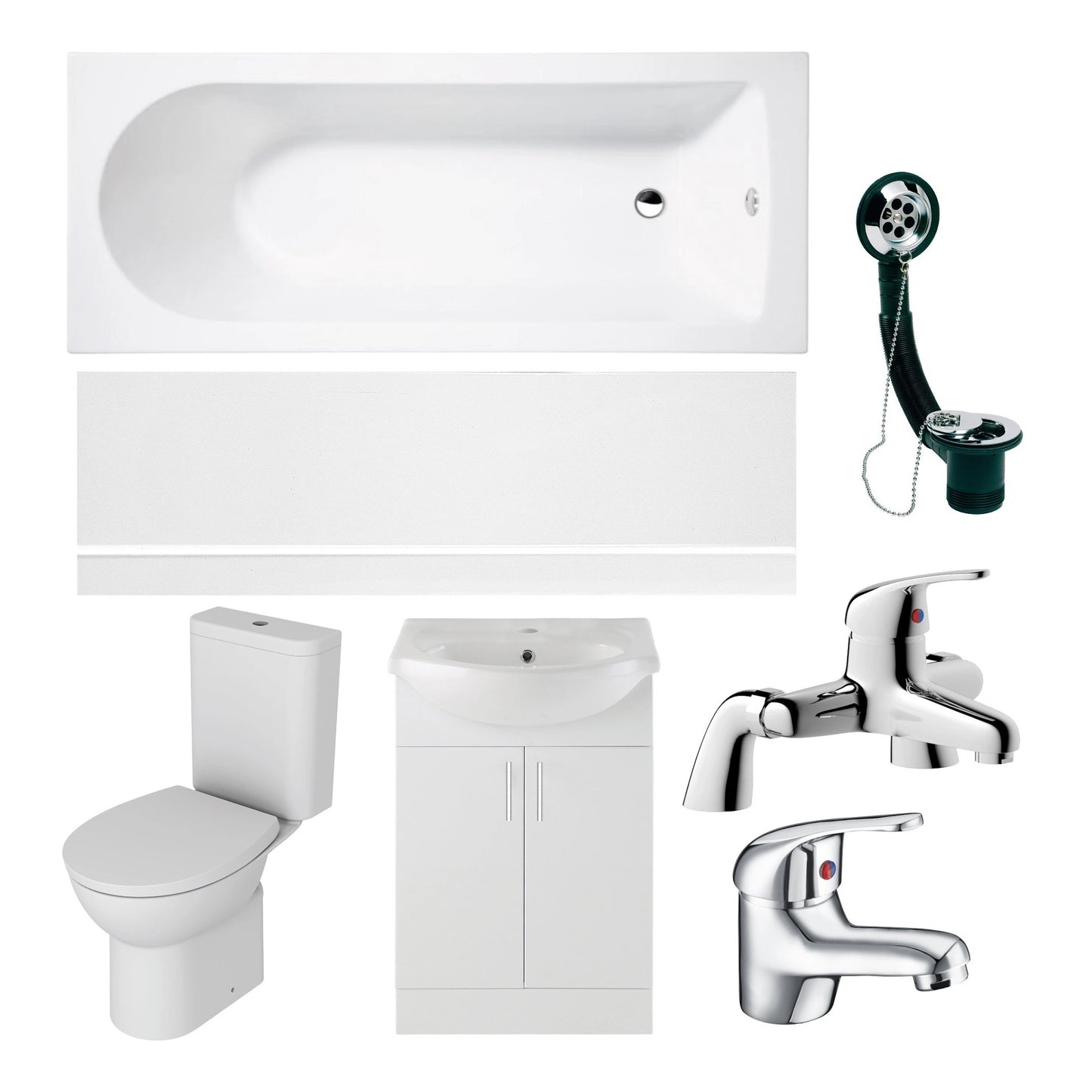 Sinda Full Designer Bathroom Suite with Bath Toilet and Vanity Unit