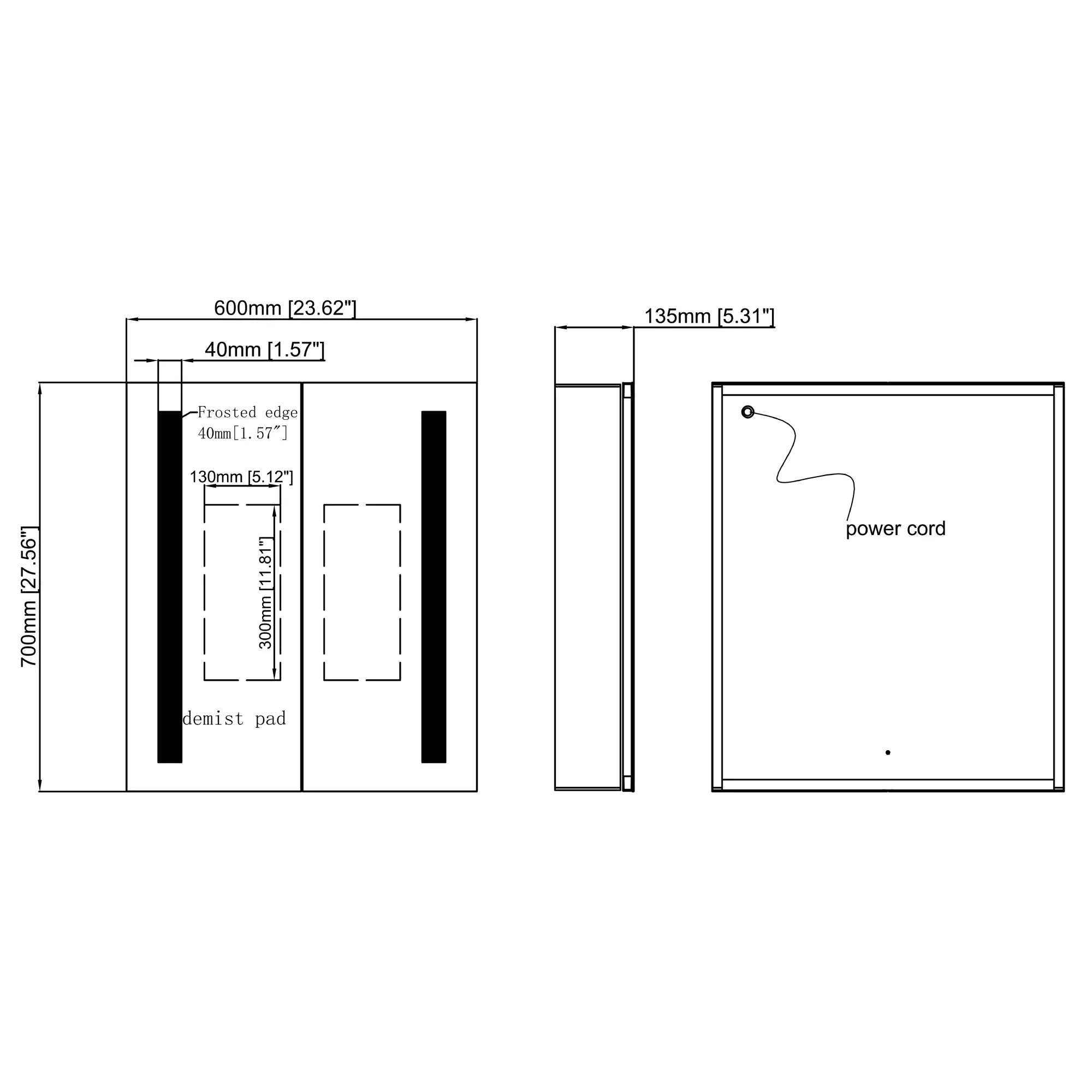 Motala Straight Edge LED Mirror Cabinet
