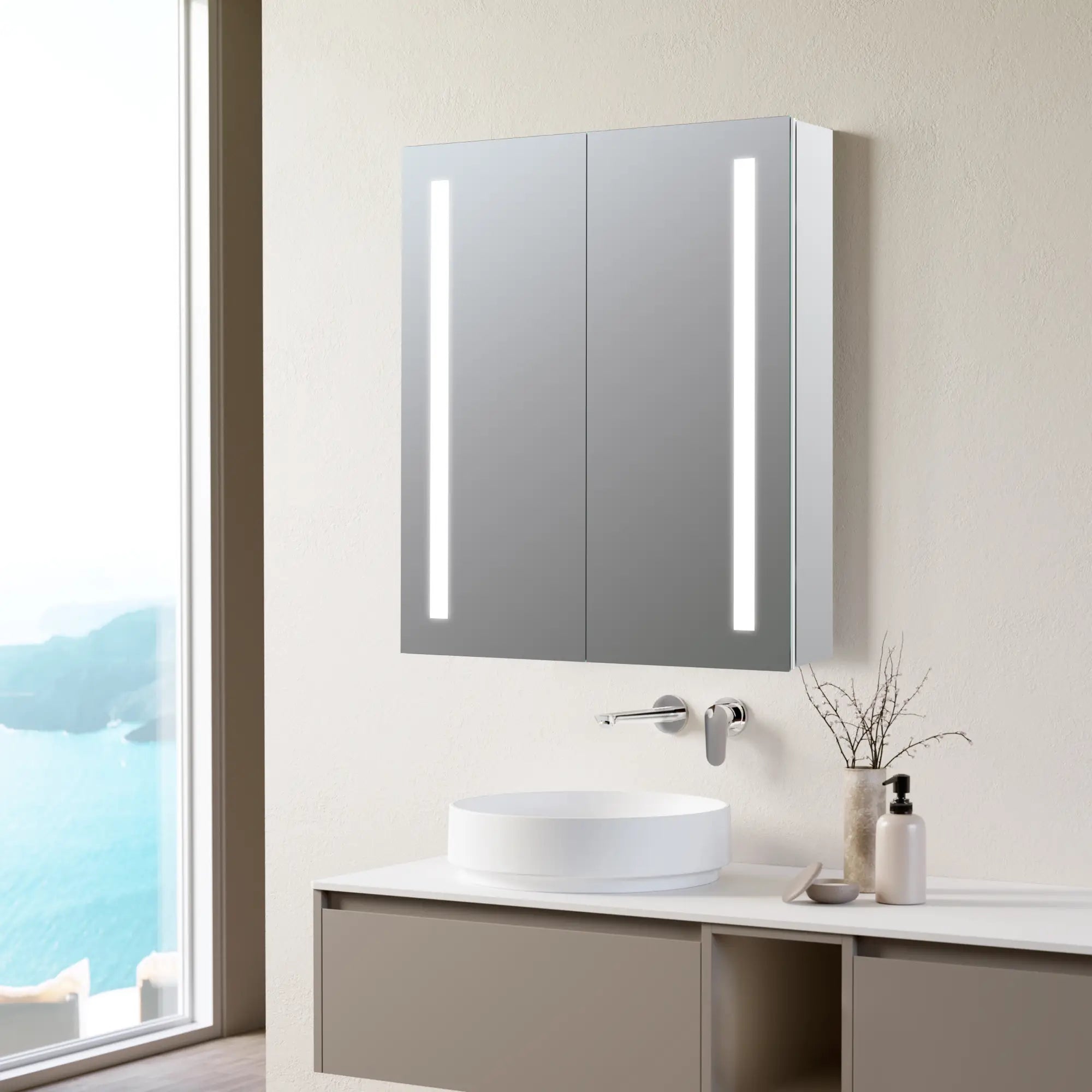 Motala Straight Edge LED Mirror Cabinet