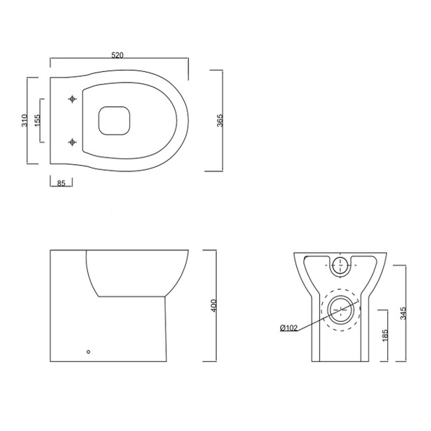 Sinda Full Designer Bathroom Suite with Bath Back to Wall WC and Vanity Unit