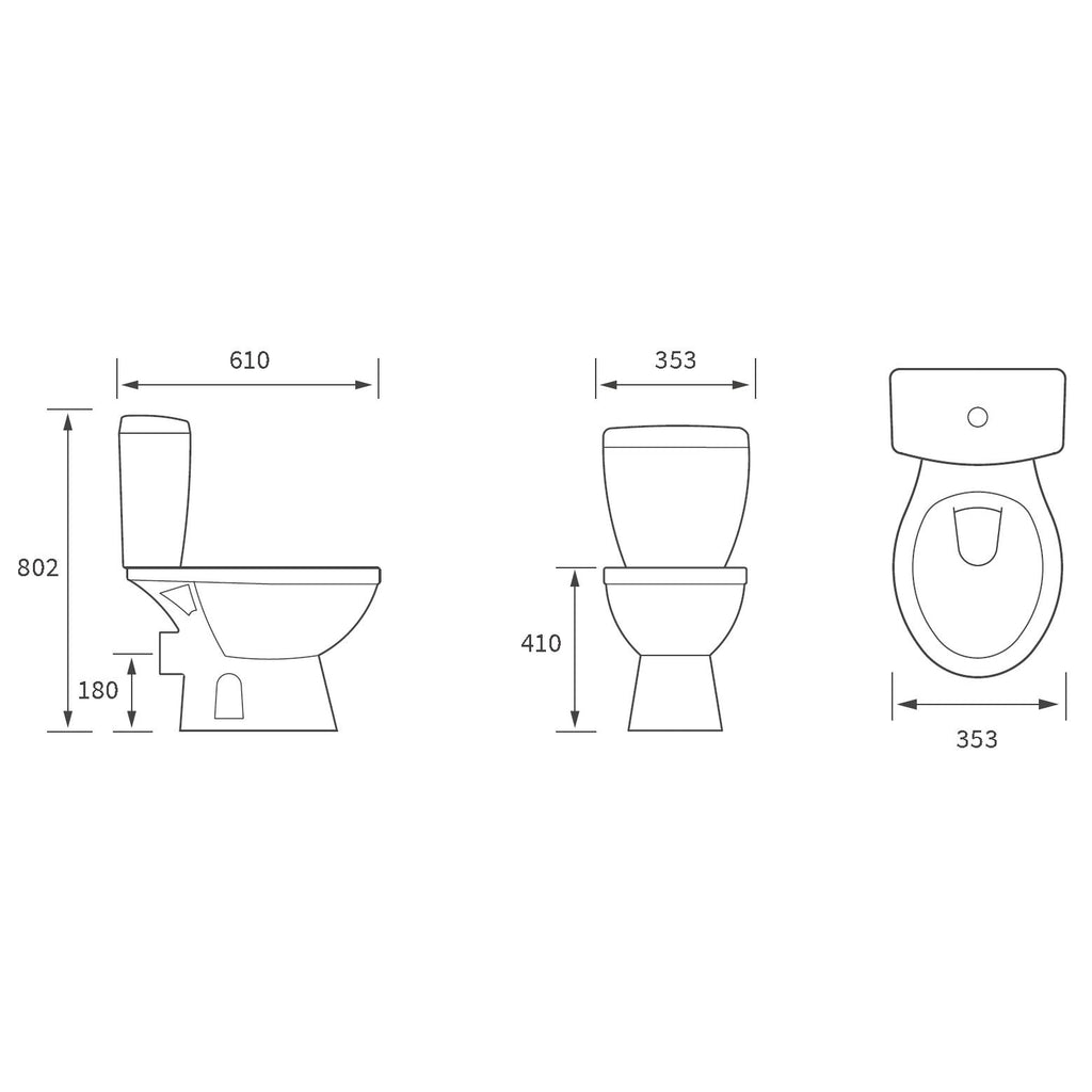 Laurino Rimless Close Coupled Open Back WC & Soft Close Toilet Seat