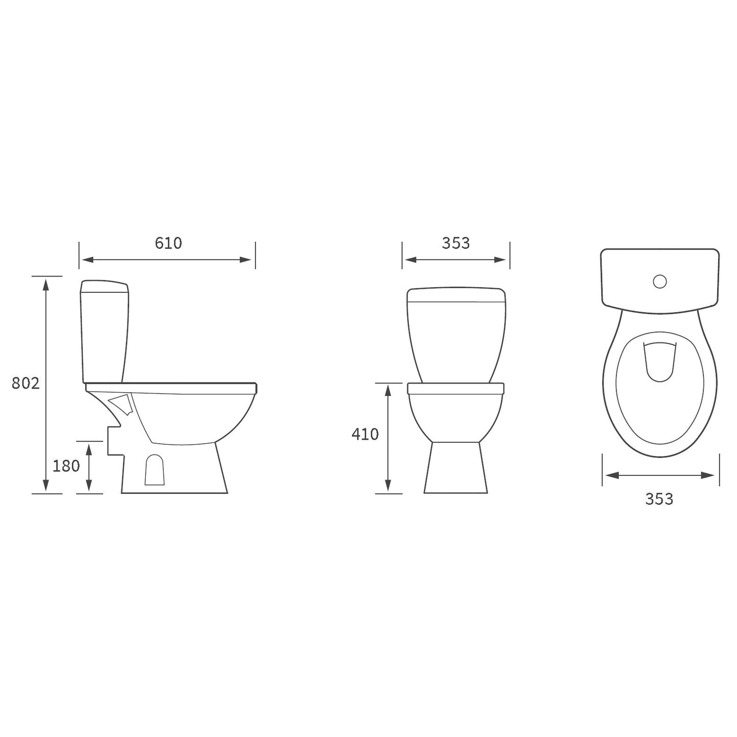 Laurino Rimless Close Coupled Open Back WC & Soft Close Toilet Seat