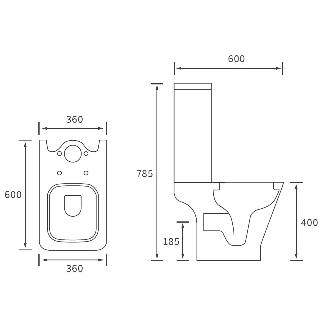 Cedeira Rimless Close Coupled Open Back WC & Soft Close Toilet Seat