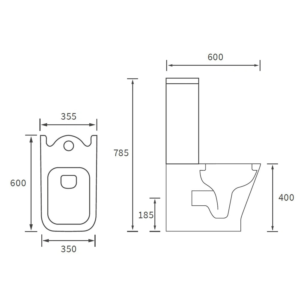 Cedeira Rimless Close Coupled Closed Back WC & Soft Close Toilet Seat
