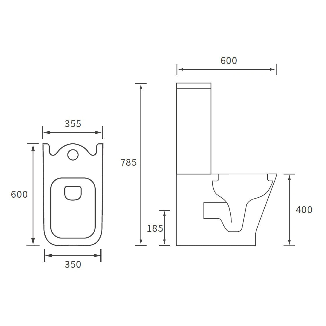 Cedeira Rimless Close Coupled Closed Back WC & Soft Close Toilet Seat