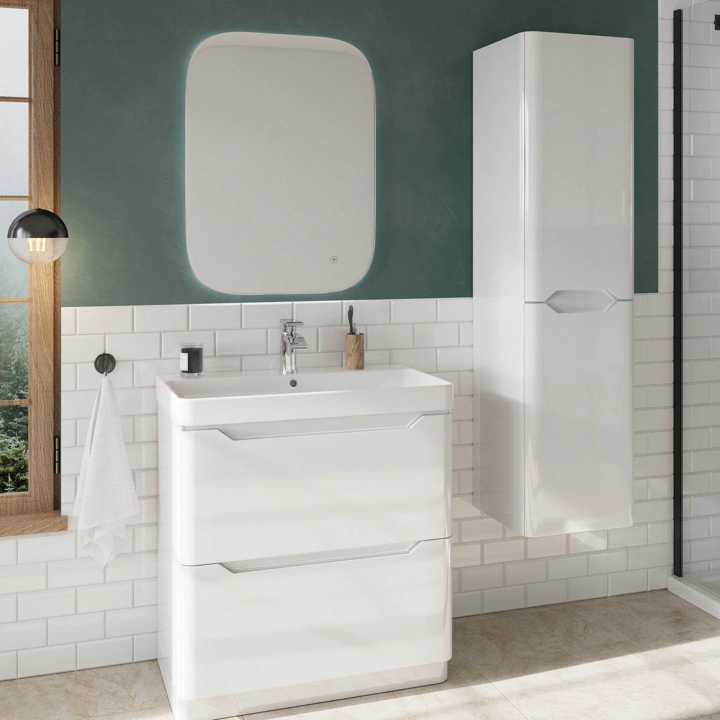 Ella Full Bathroom Set with Vanity Unit Tall Boy and WC Unit