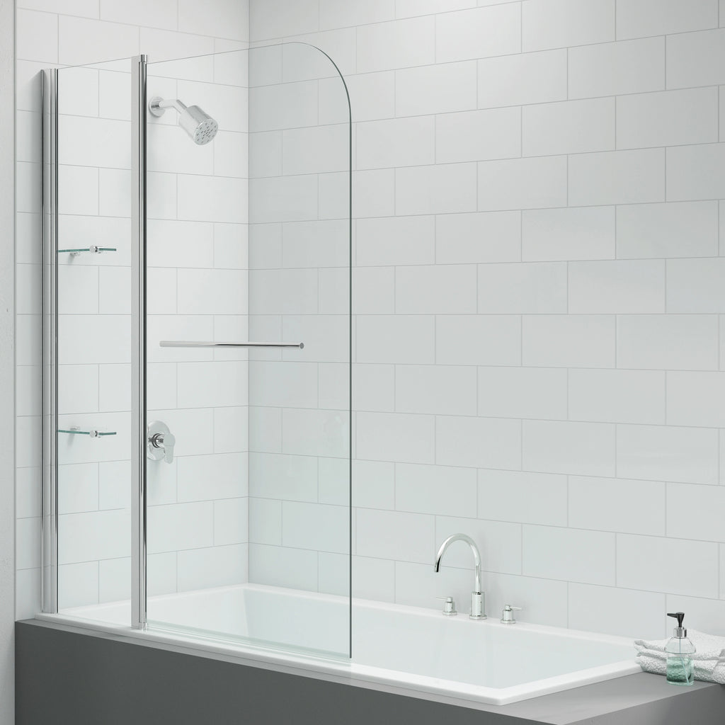 Merlyn Vivid Two Panel Folding Curved Bath Screen with Rail 1150 x 1500mm