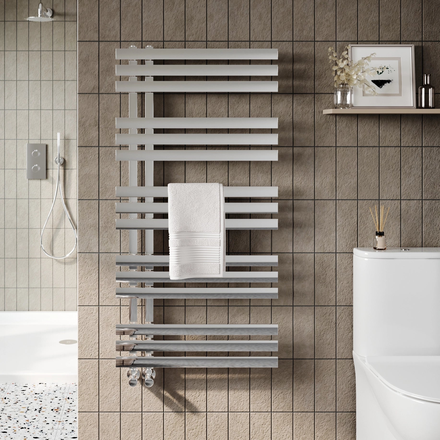 Elizabeth Designer Carbon Steel Towel Radiator – Bubbles Showers and ...