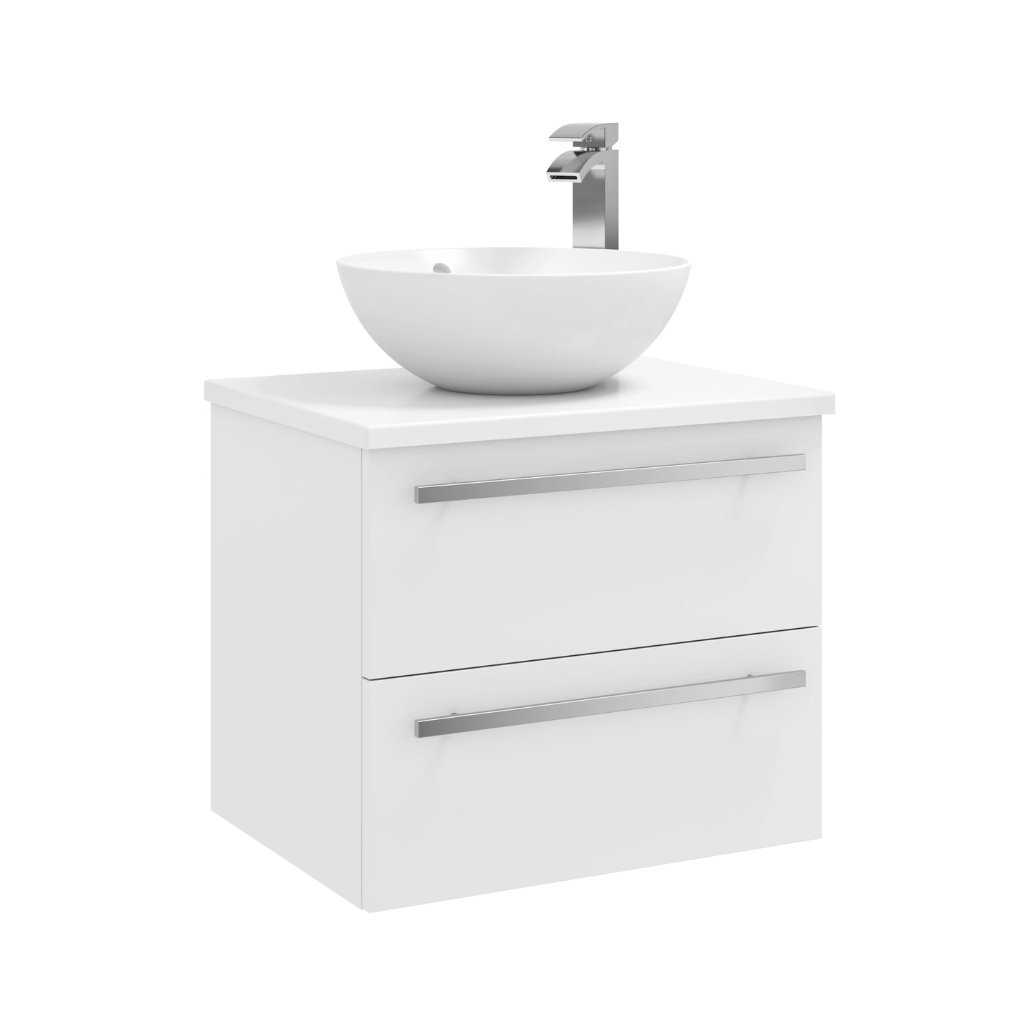 Purity Kartell Wall Mounted Two Drawer 600mm Counter Top Vanity Unit