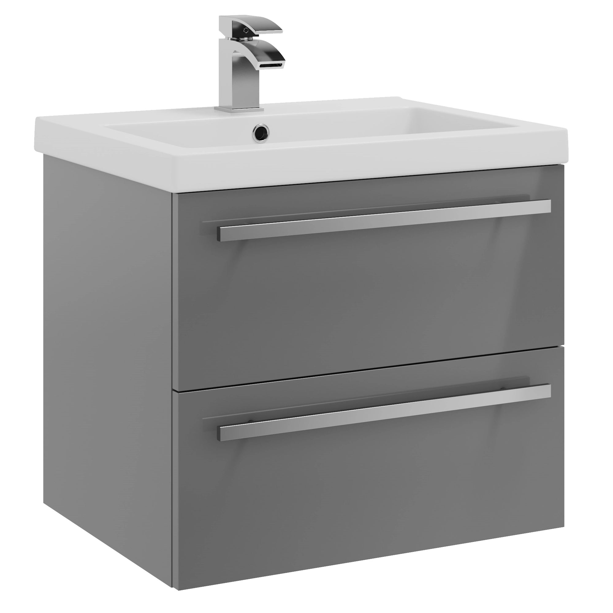 Purity Kartell Wall Mounted Two Drawer 600mm Basin Sink Vanity Unit