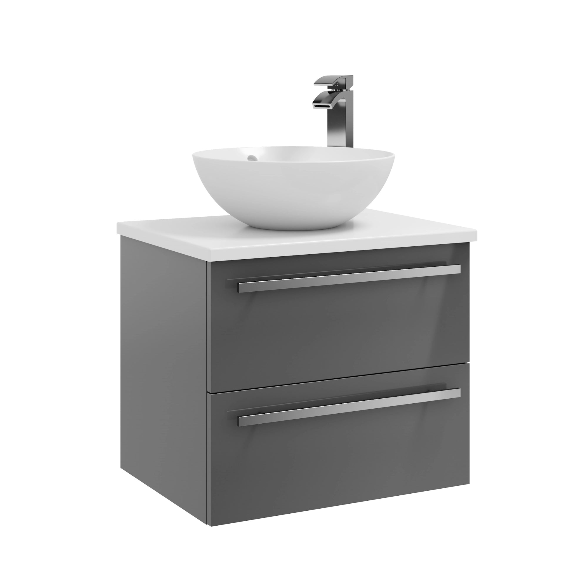 Purity Kartell Wall Mounted Two Drawer 600mm Counter Top Vanity Unit