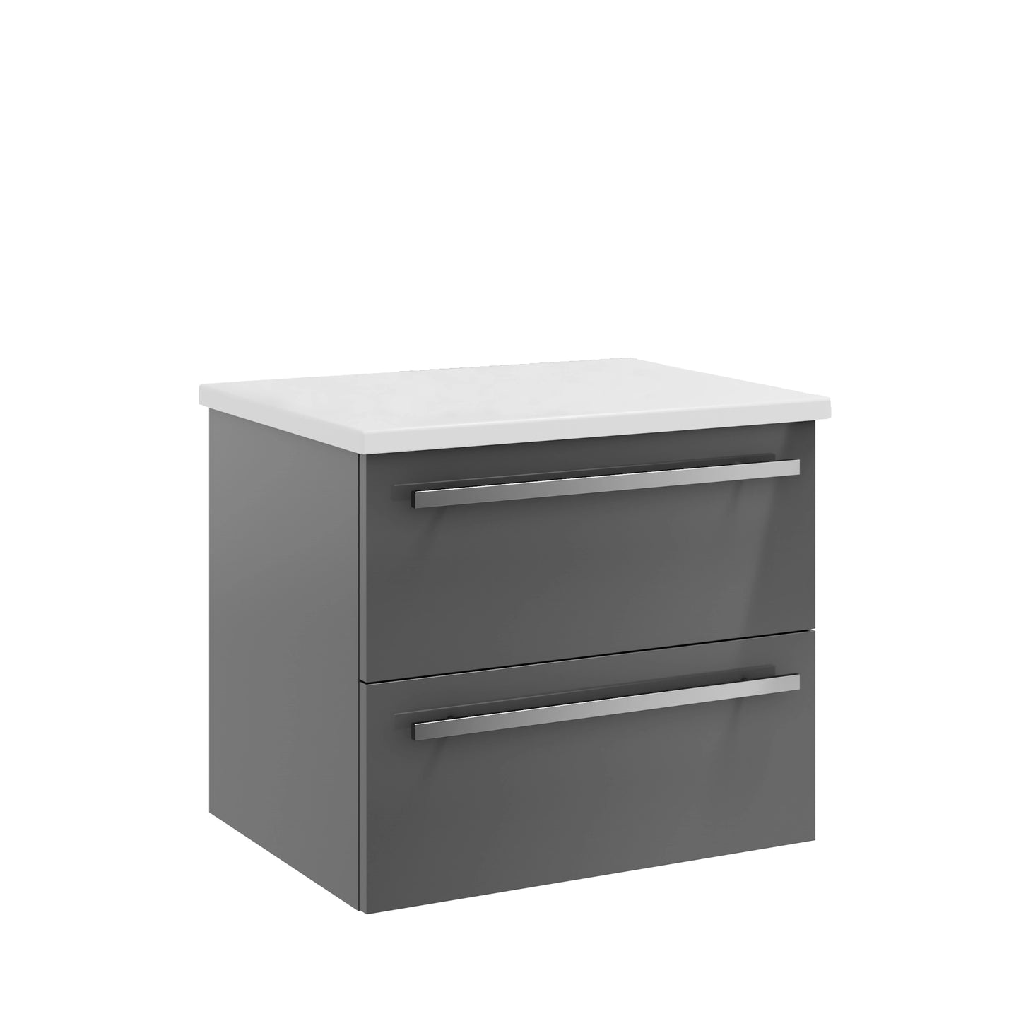 Purity Kartell Wall Mounted Two Drawer 600mm Counter Top Vanity Unit