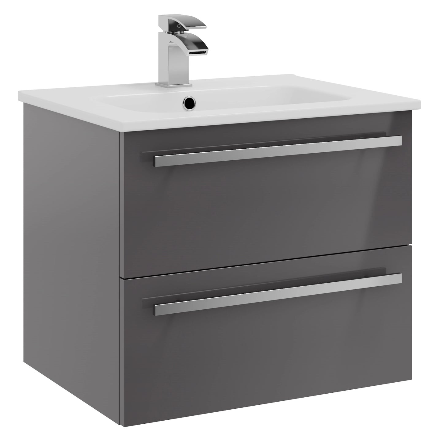 Purity Kartell Wall Mounted Two Drawer 600mm Basin Sink Vanity Unit