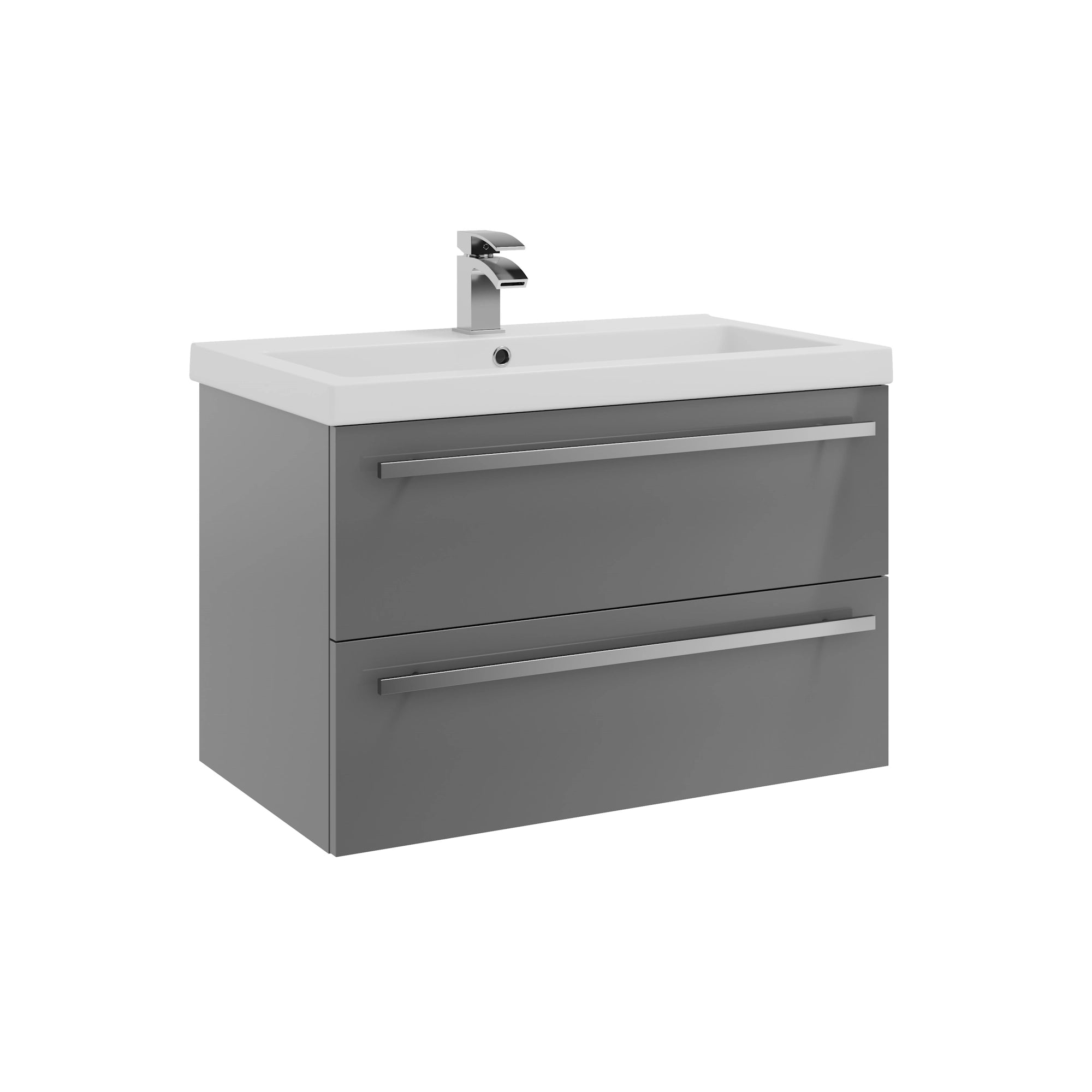 Purity Kartell Wall Mounted Two Drawer 800mm Basin Sink Vanity Unit