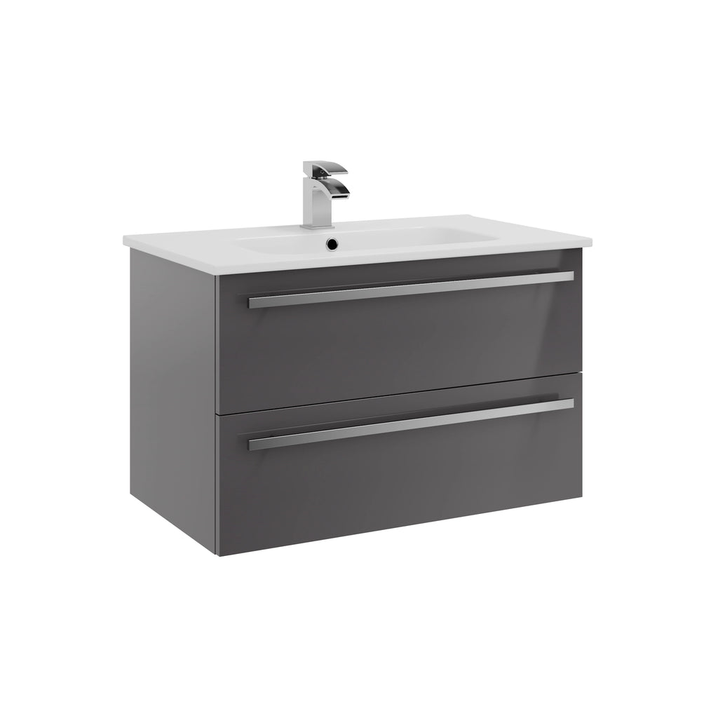 Purity Kartell Wall Mounted Two Drawer 800mm Basin Sink Vanity Unit