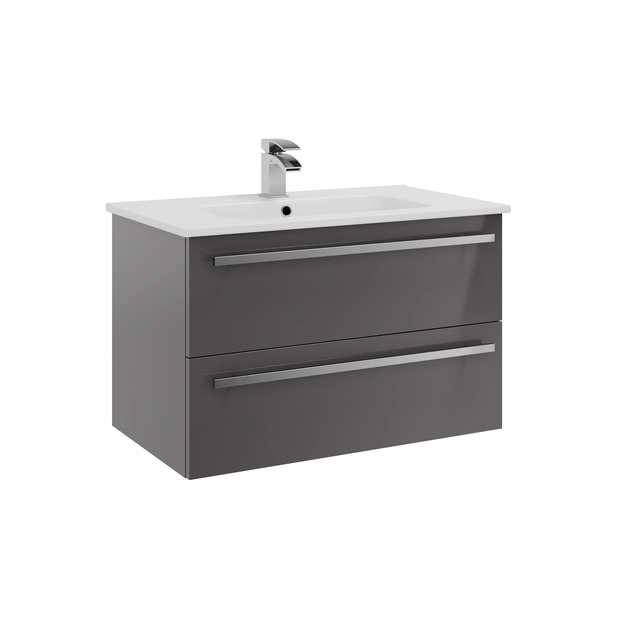 Purity Kartell Wall Mounted Two Drawer 800mm Basin Sink Vanity Unit