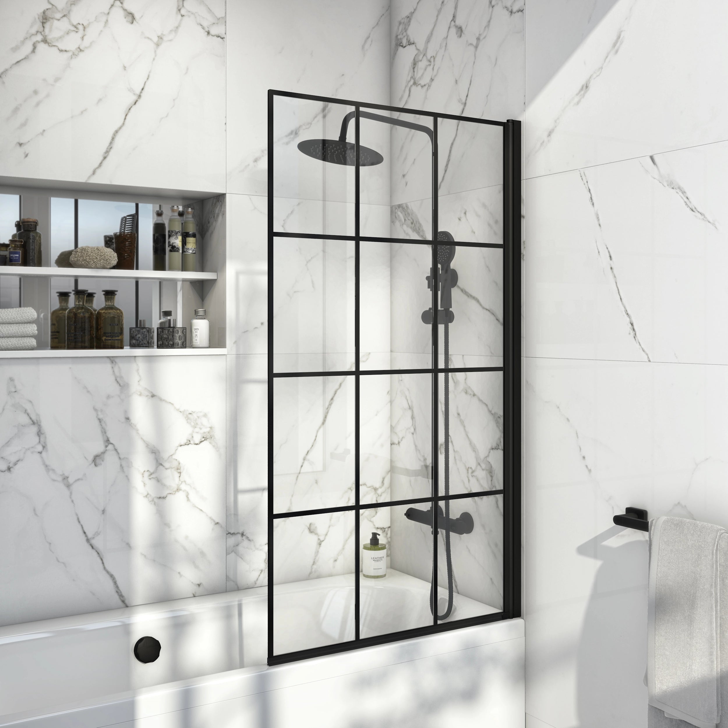 Ethereal Straight Edge Shower Bath Screen