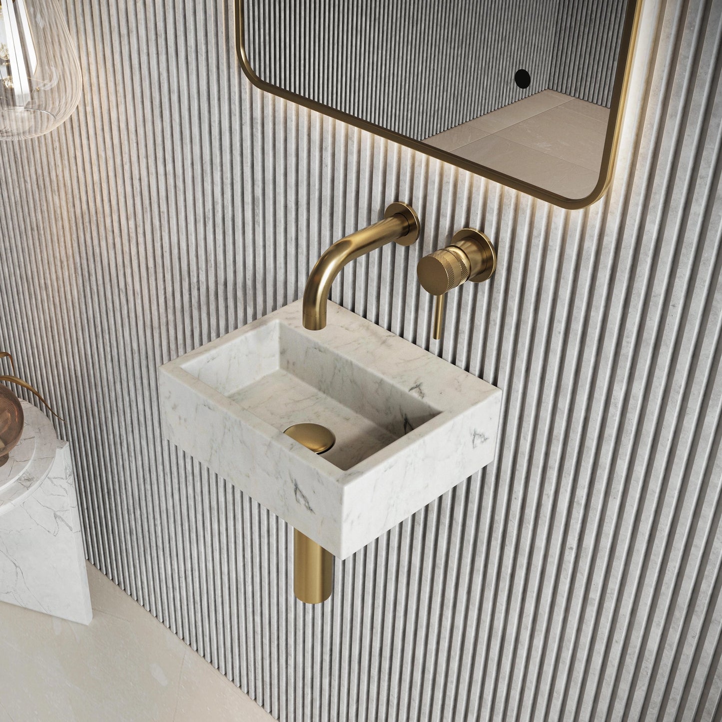 Sanctuary Venato White Marble Cloakroom Basin Sink