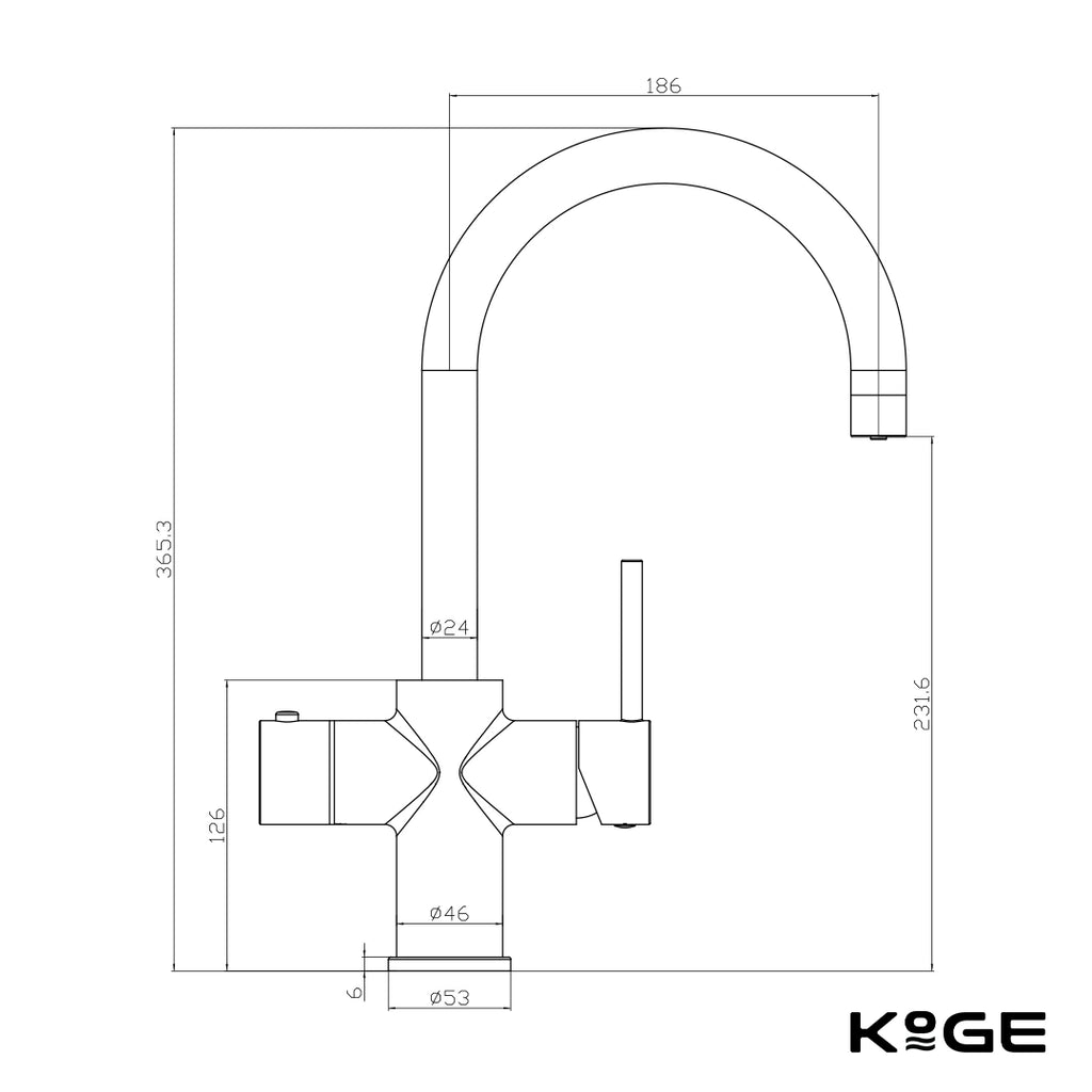 KoGE 3-in-1 Swan Spout Boiling Water Kitchen Tap Tank and Filter Set