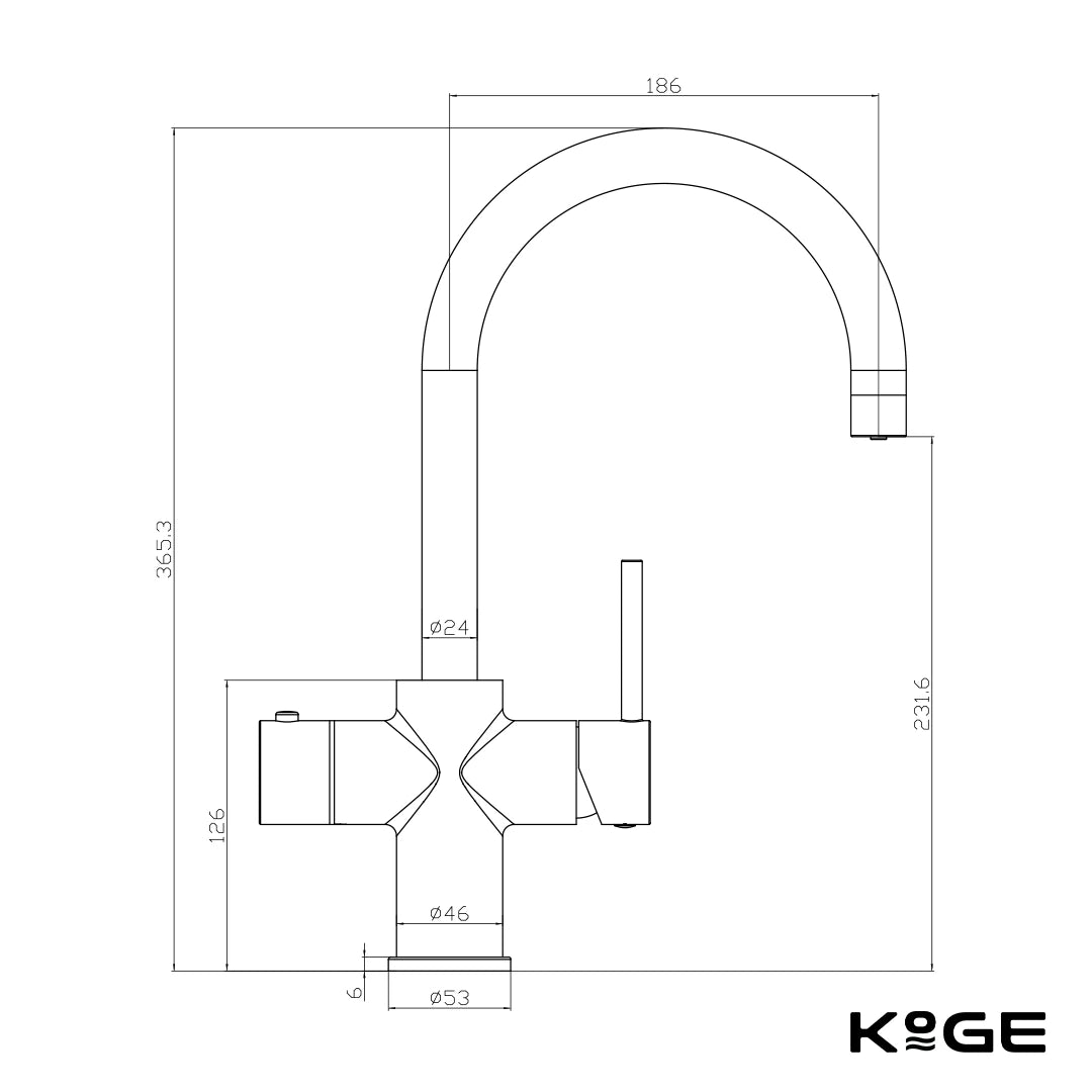 KoGE 3-in-1 Swan Spout Boiling Water Kitchen Tap Tank and Filter Set