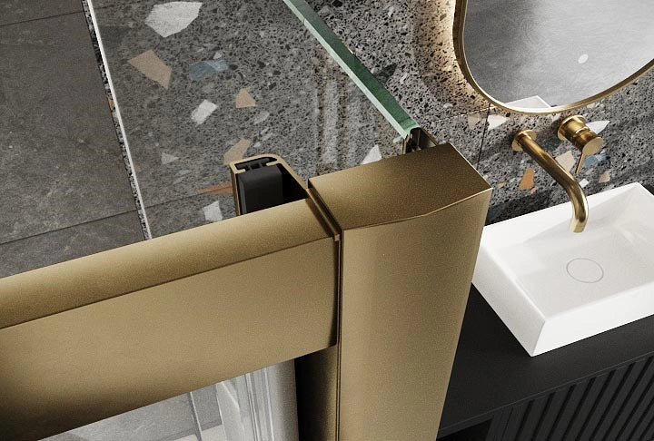 S6 Pivot Door Brushed Brass Shower Door