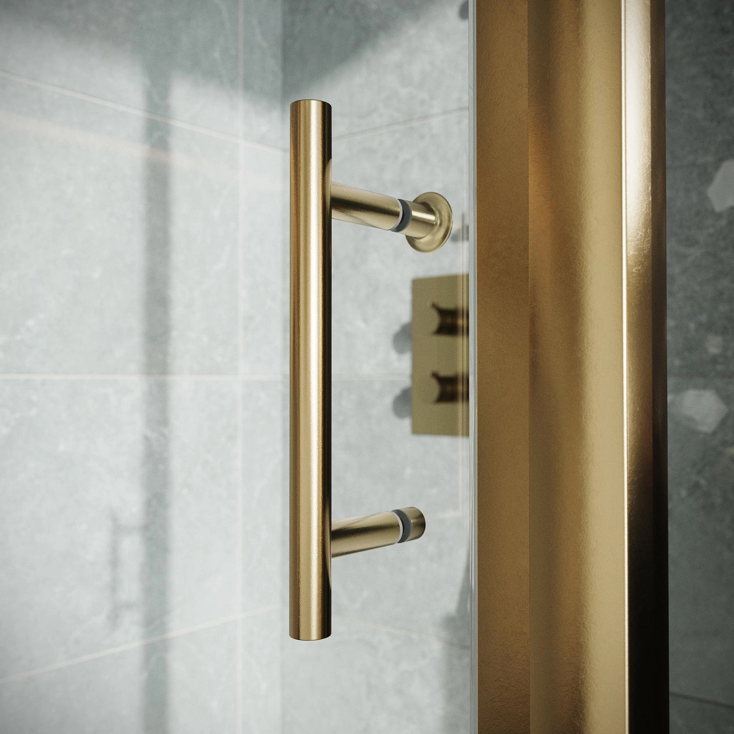 S6 Pivot Door Brushed Brass Shower Door