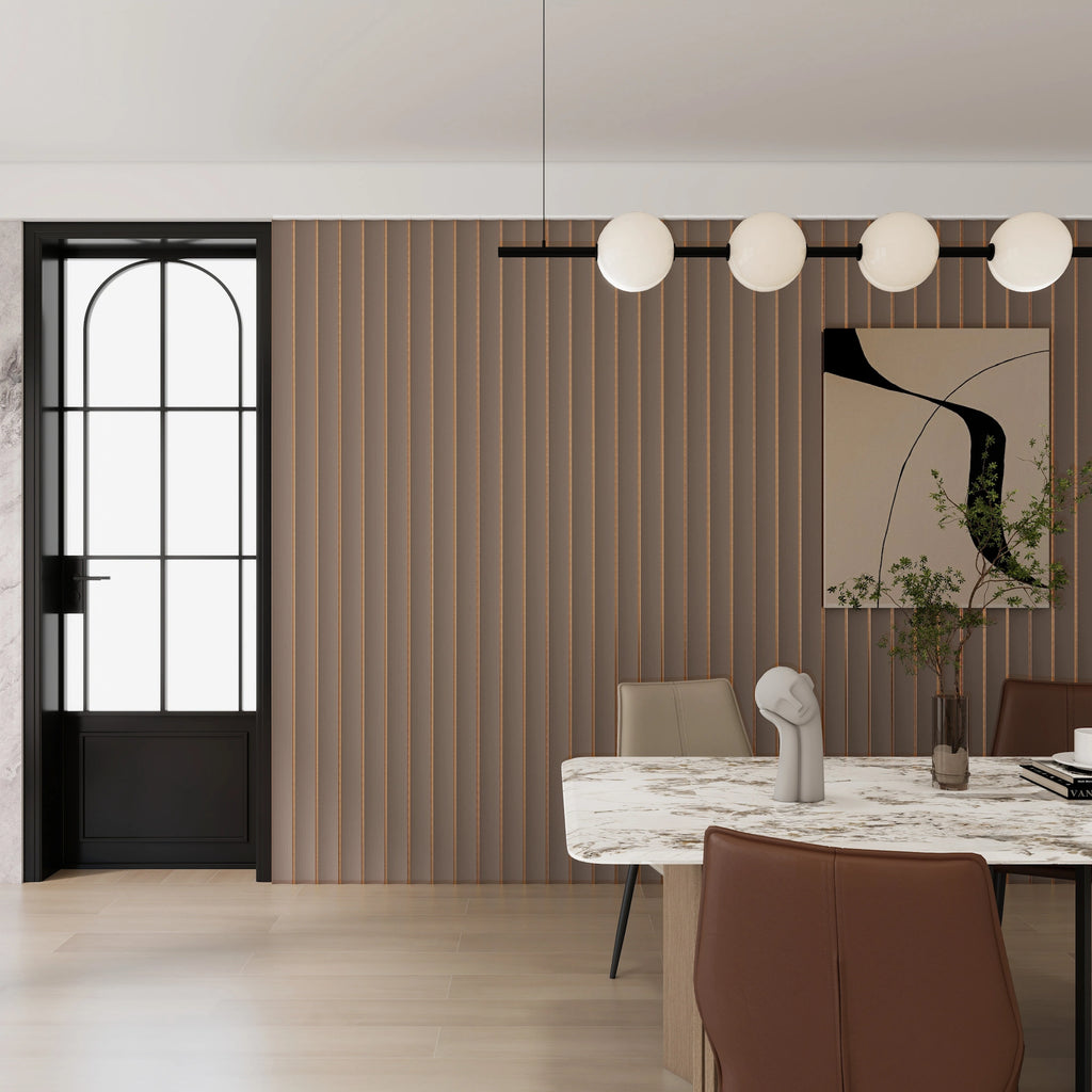 Aluvo Curved Slats Taupe Waterproof Wall Panel
