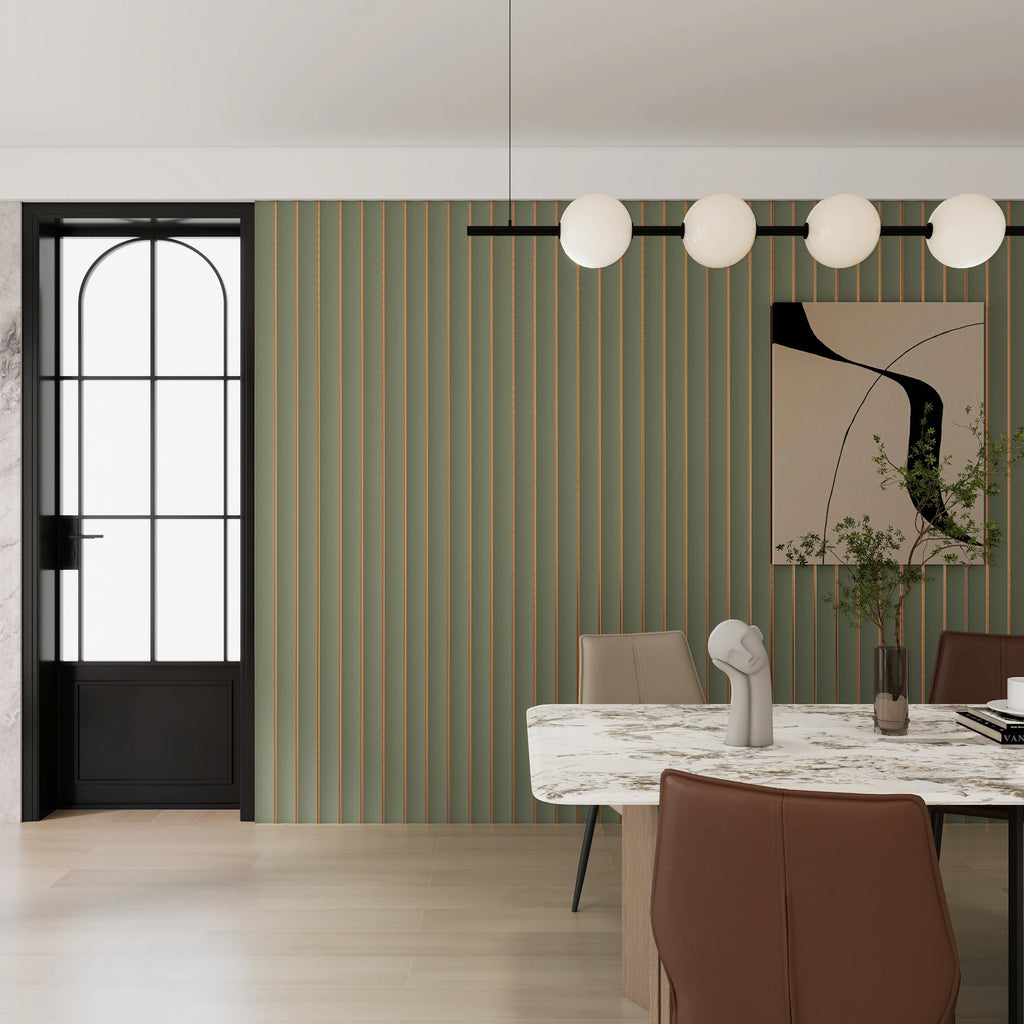 Aluvo Curved Slats Duck Egg Green Waterproof Wall Panel