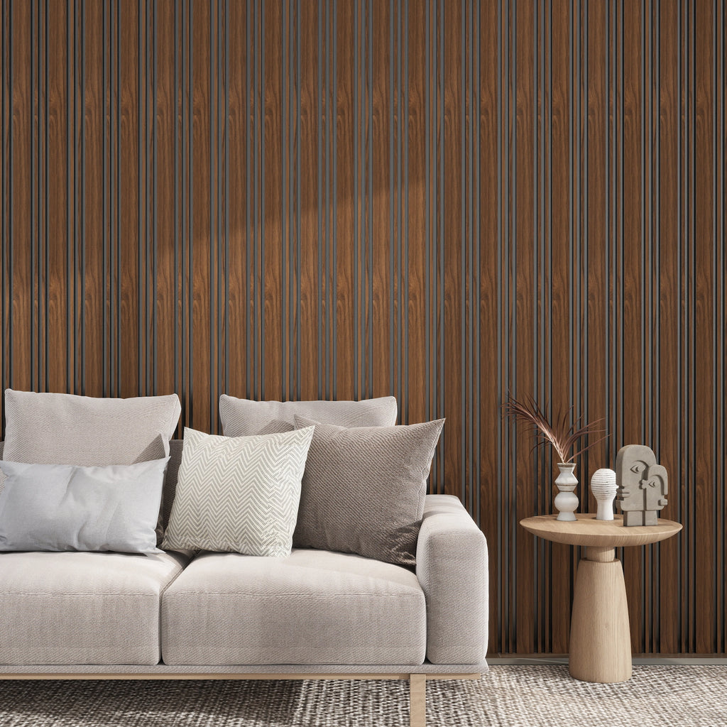Aluvo LS Slats Warm Walnut Waterproof Wall Panel