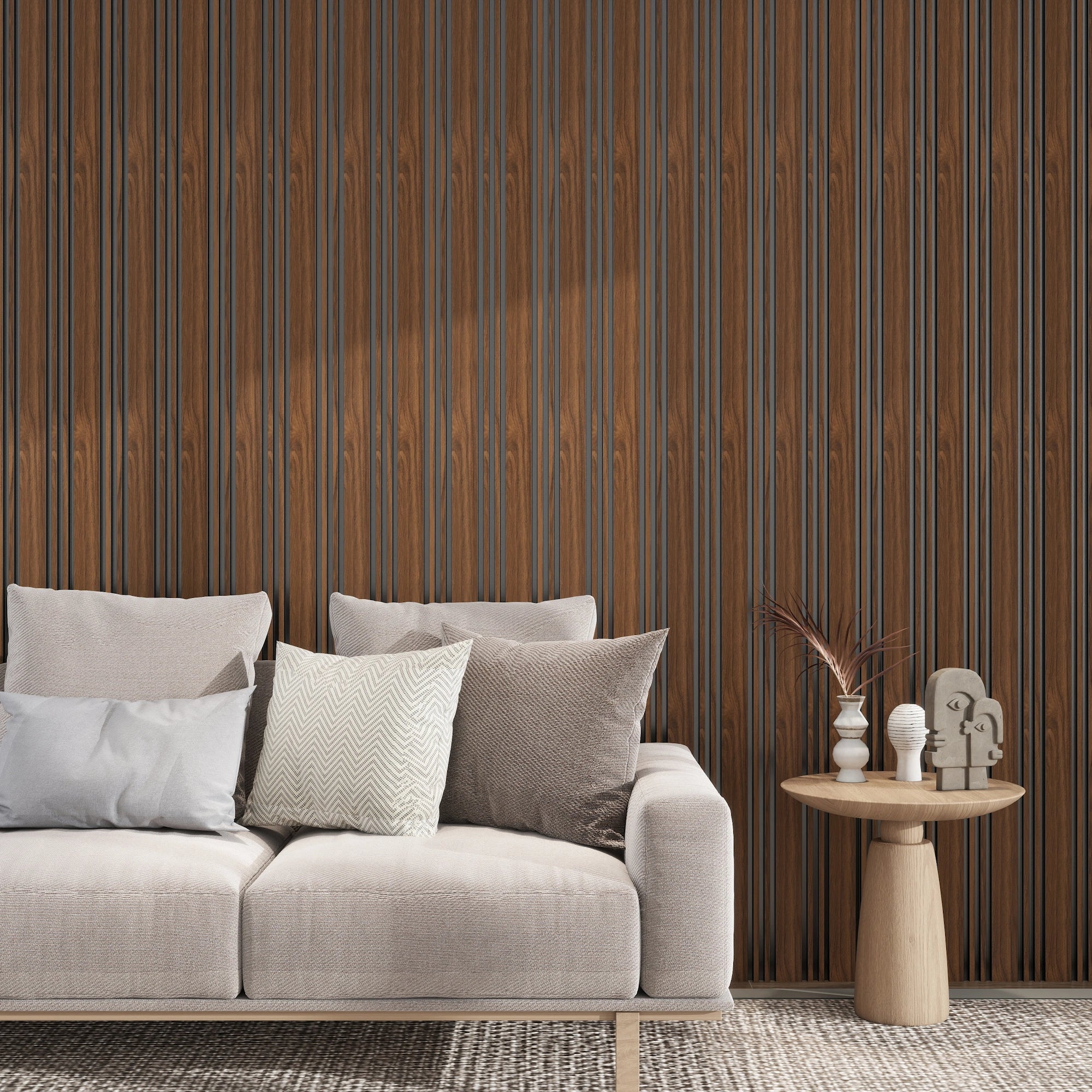 Aluvo LS Slats Warm Walnut Waterproof Wall Panel