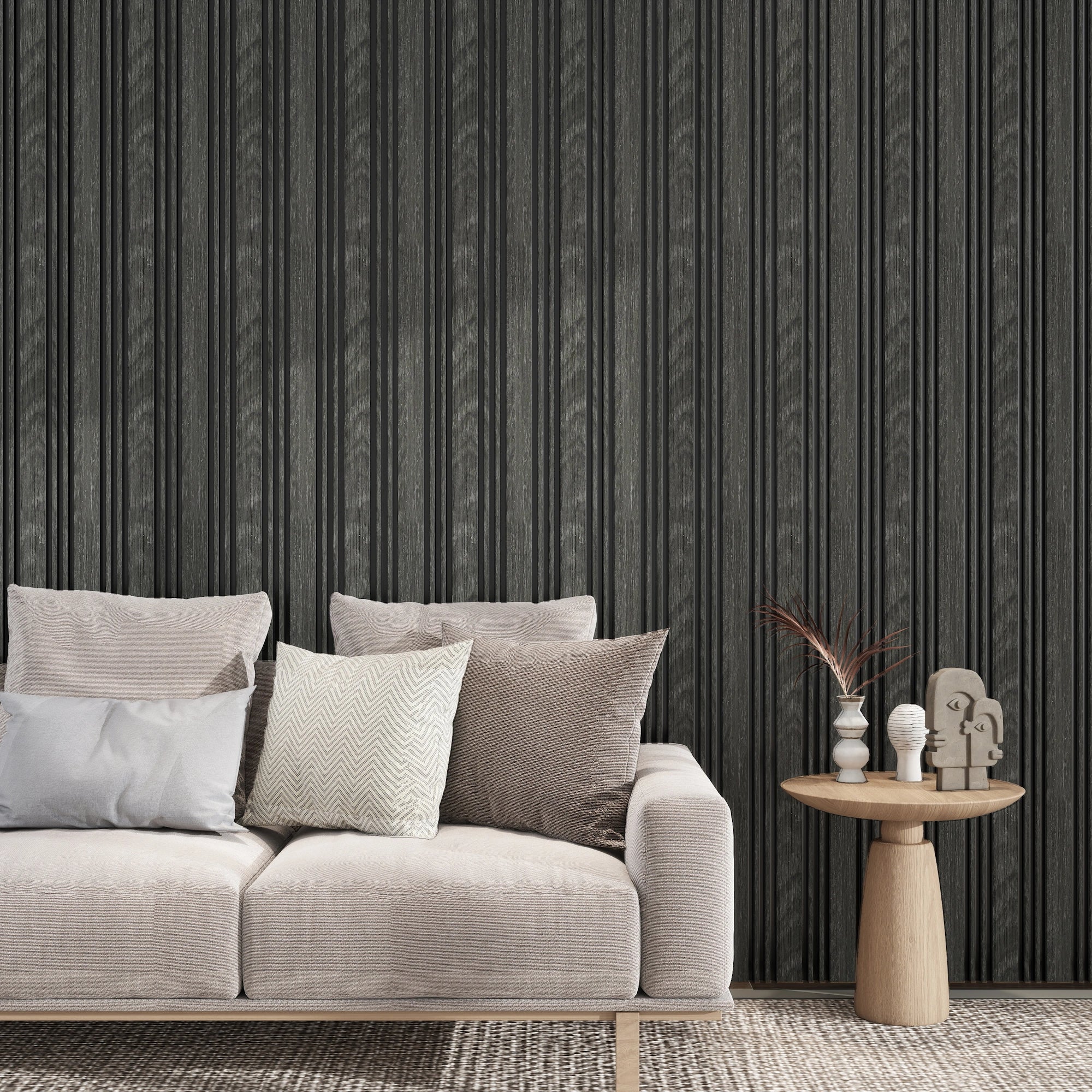 Aluvo LS Slats Black Wood Waterproof Wall Panel