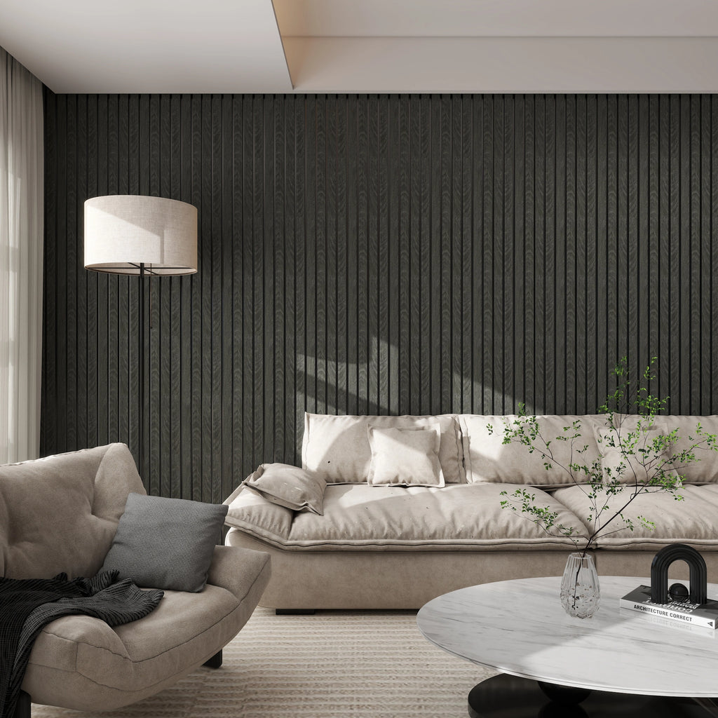 Aluvo 4 Slats Black Wood Waterproof Wall Panel