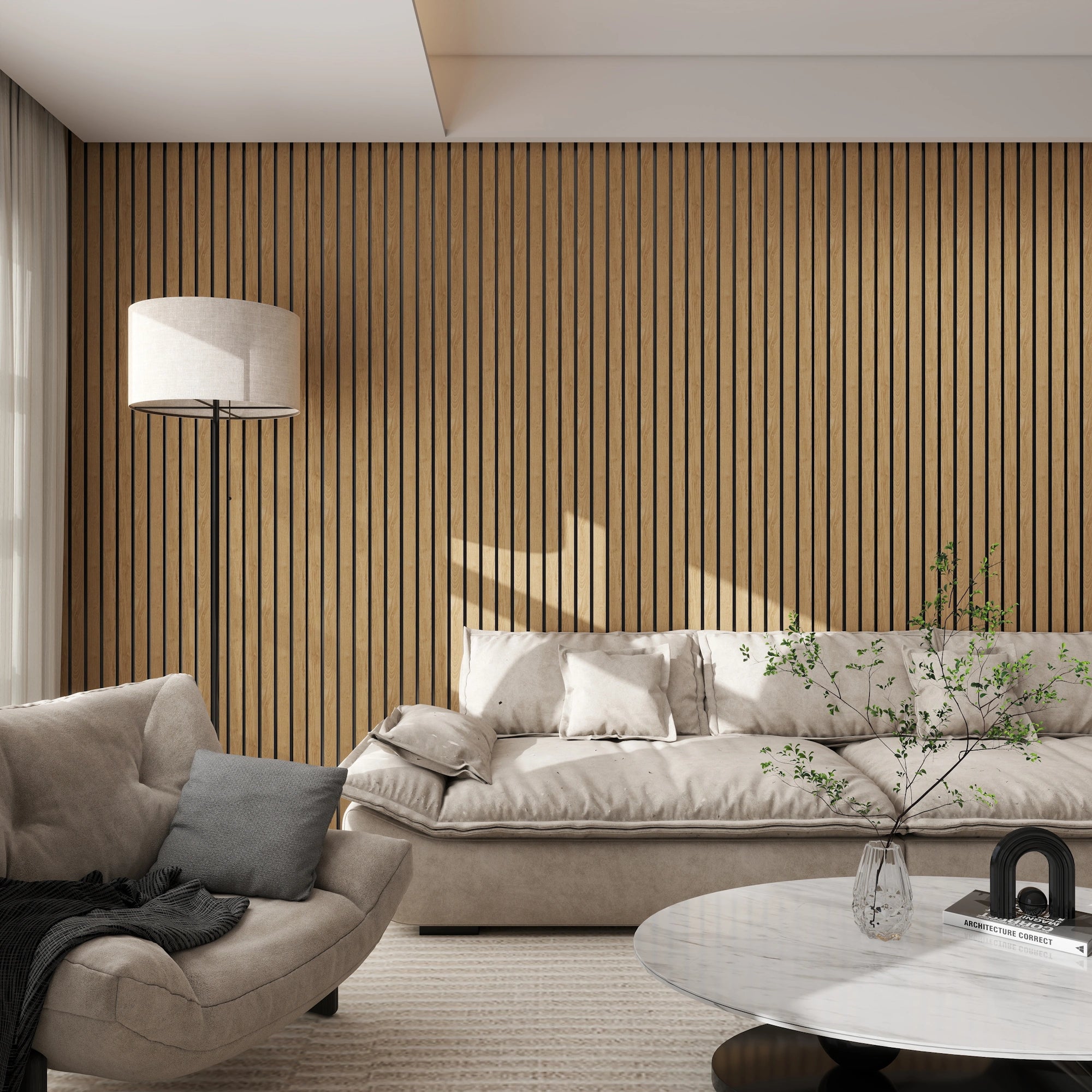 Aluvo 4 Slats Natural Oak Waterproof Wall Panel