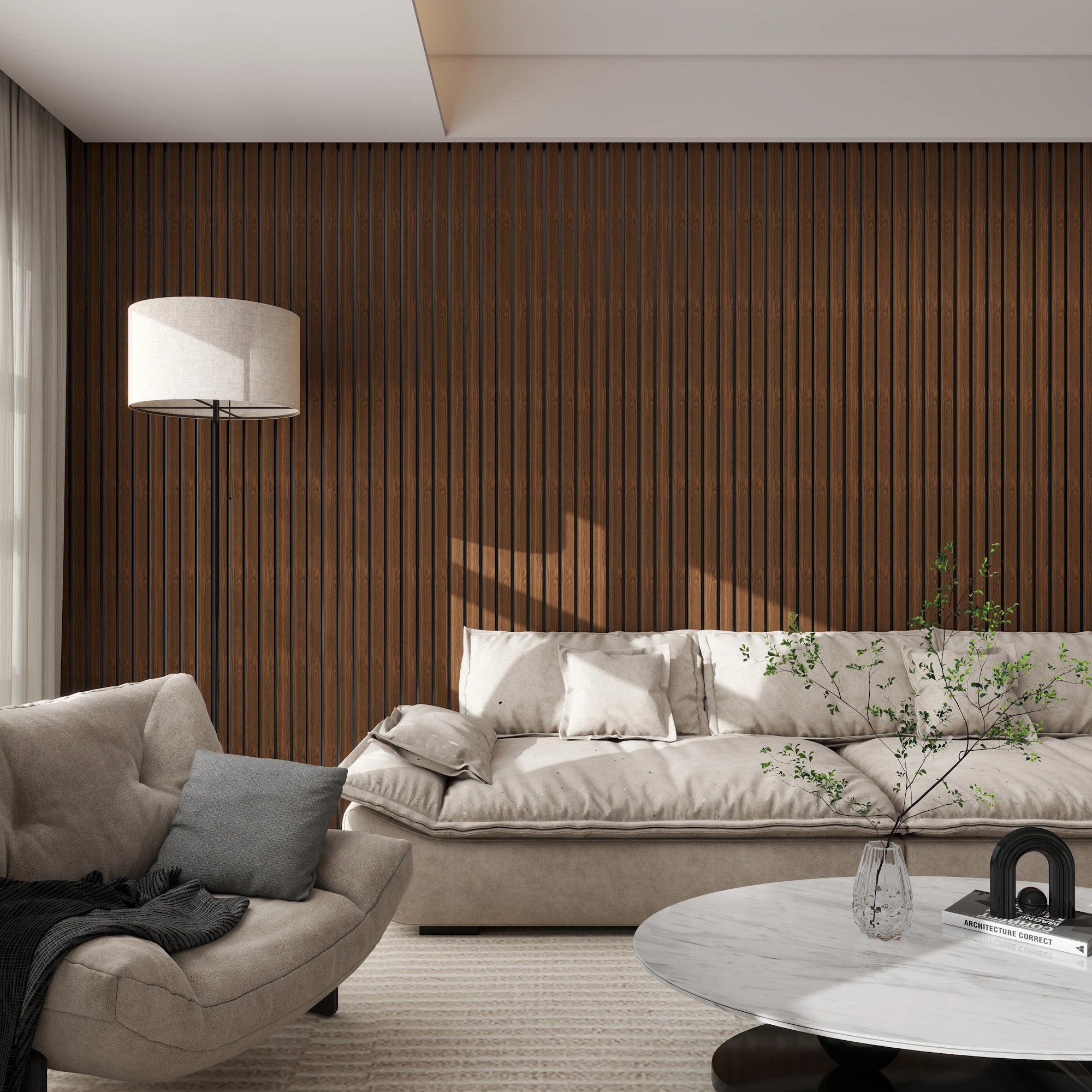 Aluvo 4 Slats Warm Walnut Waterproof Wall Panel
