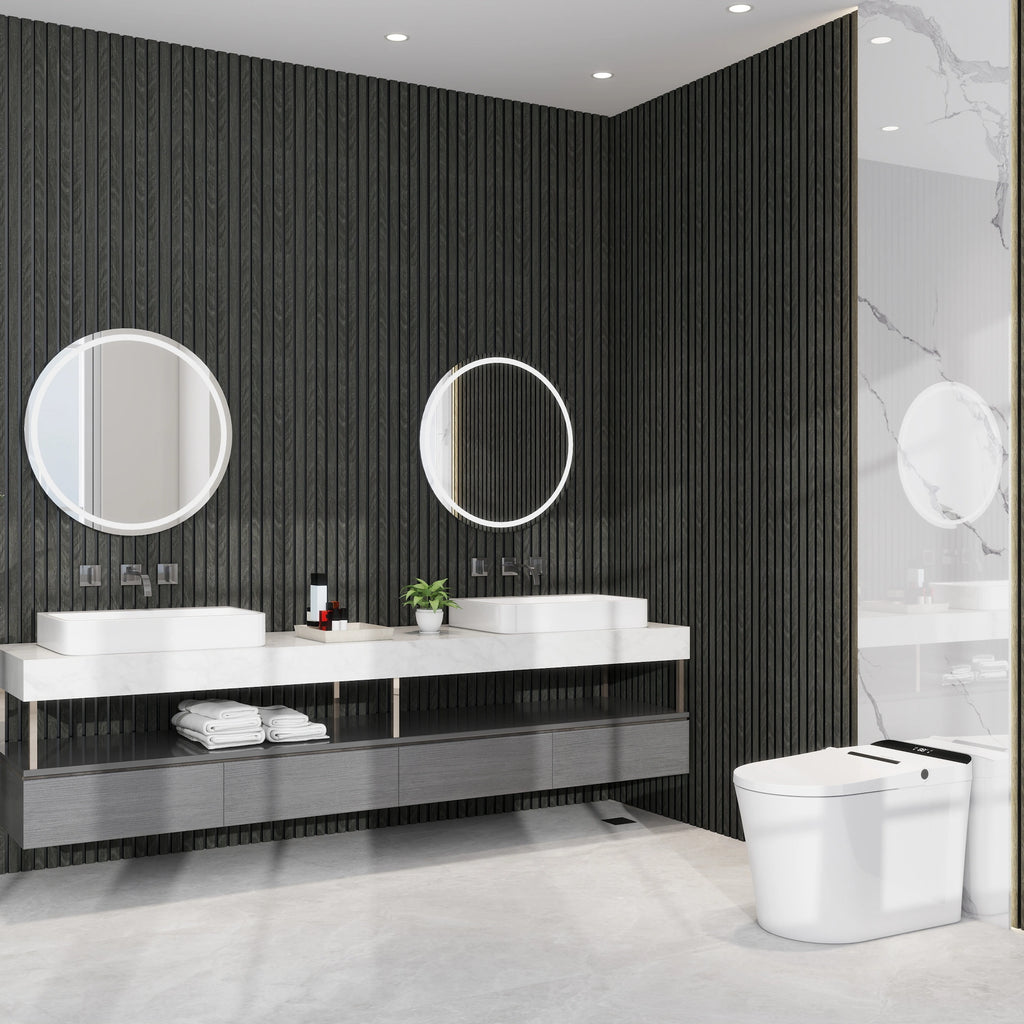 Aluvo 6 Slats Black Wood Waterproof Wall Panel