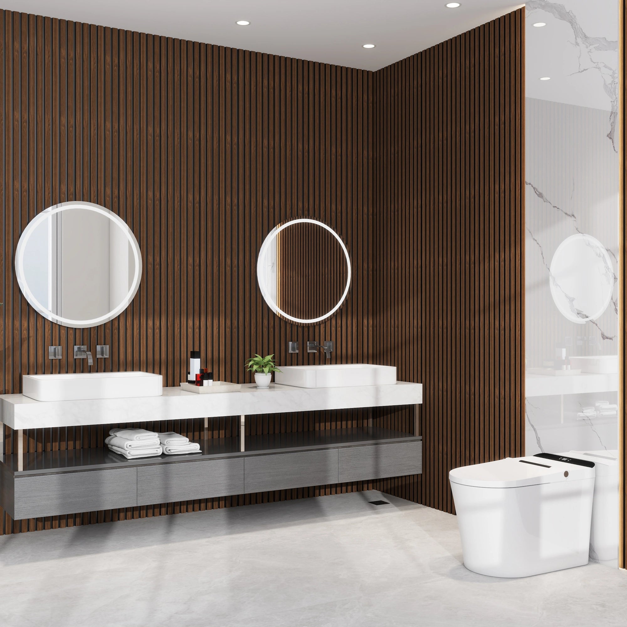 Aluvo 6 Slats Warm Walnut Waterproof Wall Panel