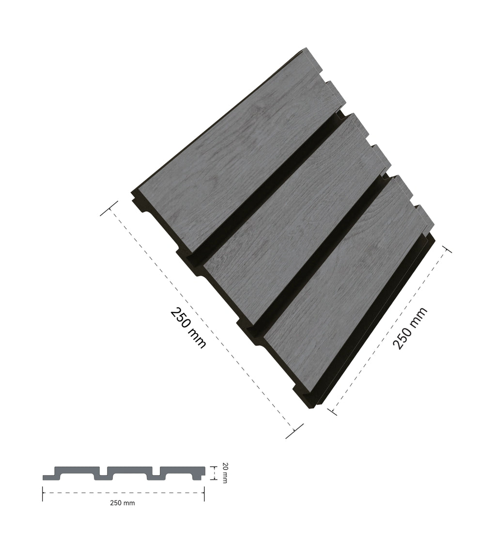 Aluvo 3 Slats Grey Oak Waterproof Wall Panel