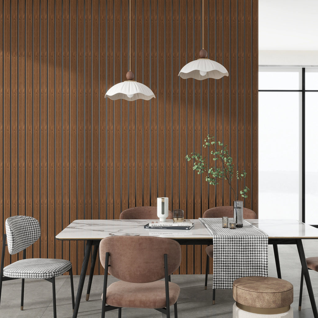 Aluvo 3 Slats Warm Walnut Waterproof Wall Panel