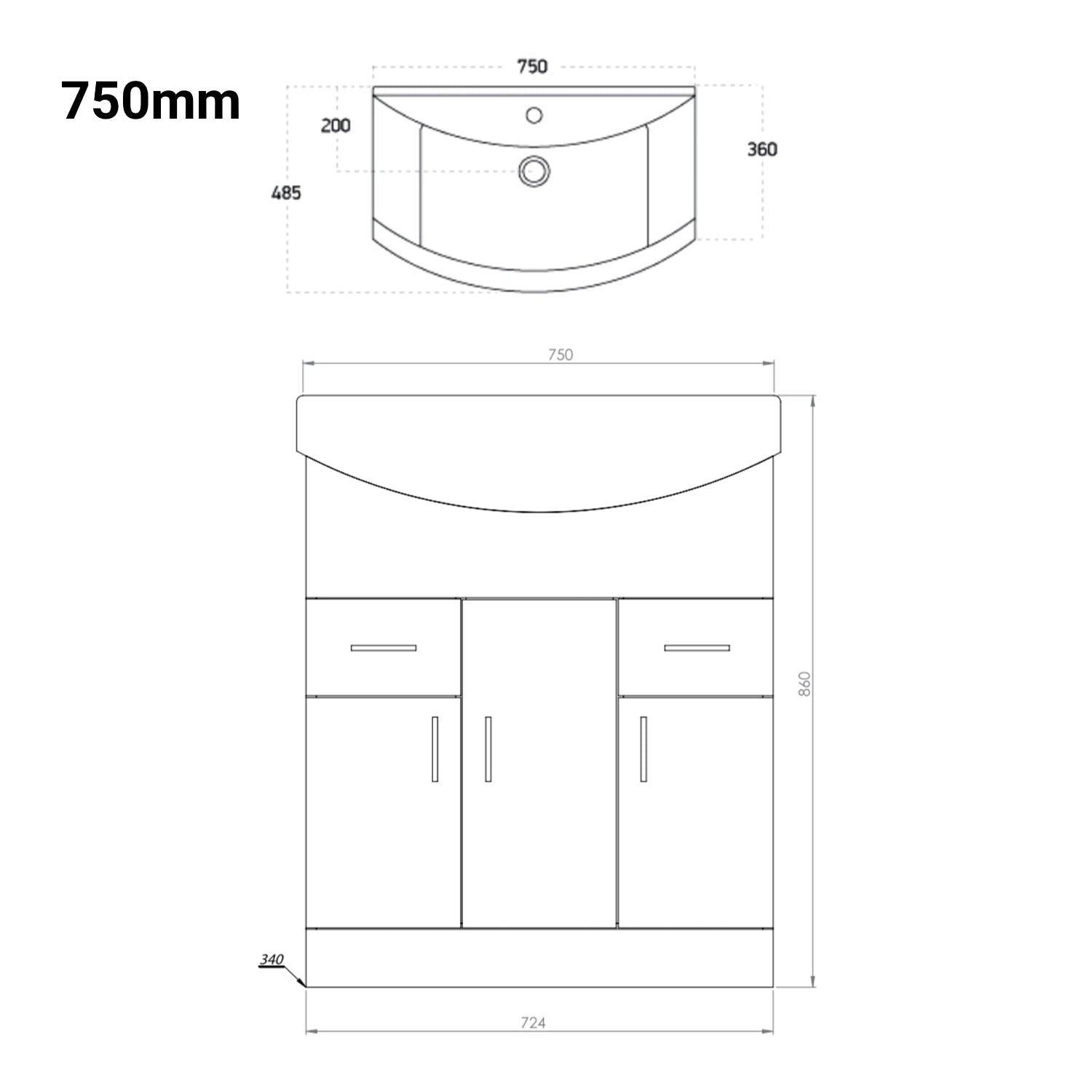Lanza Floor Standing Basin Sink Vanity Unit