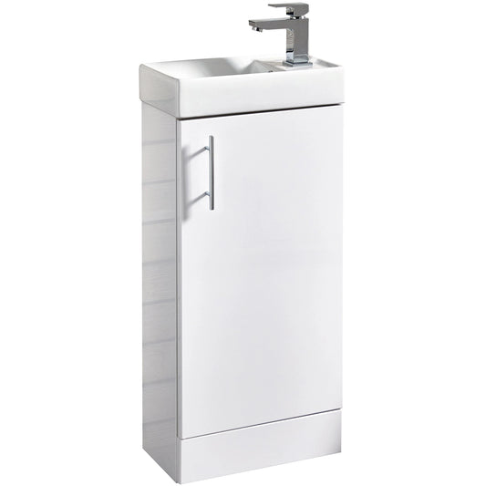 Waterguard Cloakroom Floor Standing Gloss White Basin Sink Vanity Unit