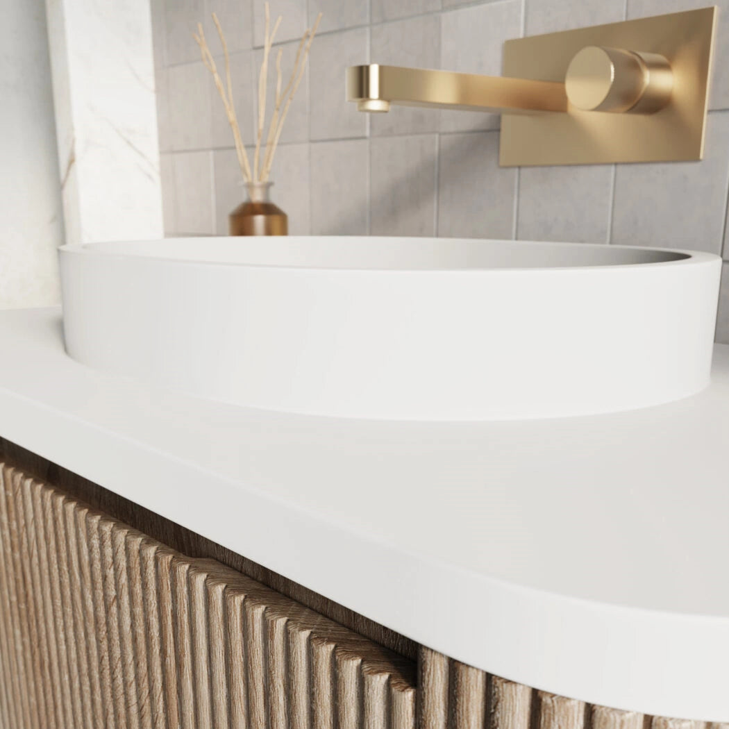 Linea Curve Wall Hung Basin Sink Vanity Unit